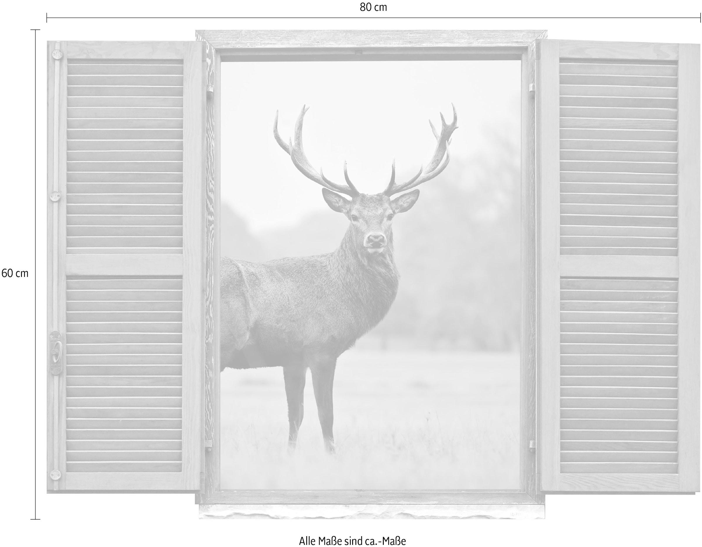queence Autocollant mural »Hirsch« Wandsticker, Wandbild, selbstklebend, 3D, Fenster
