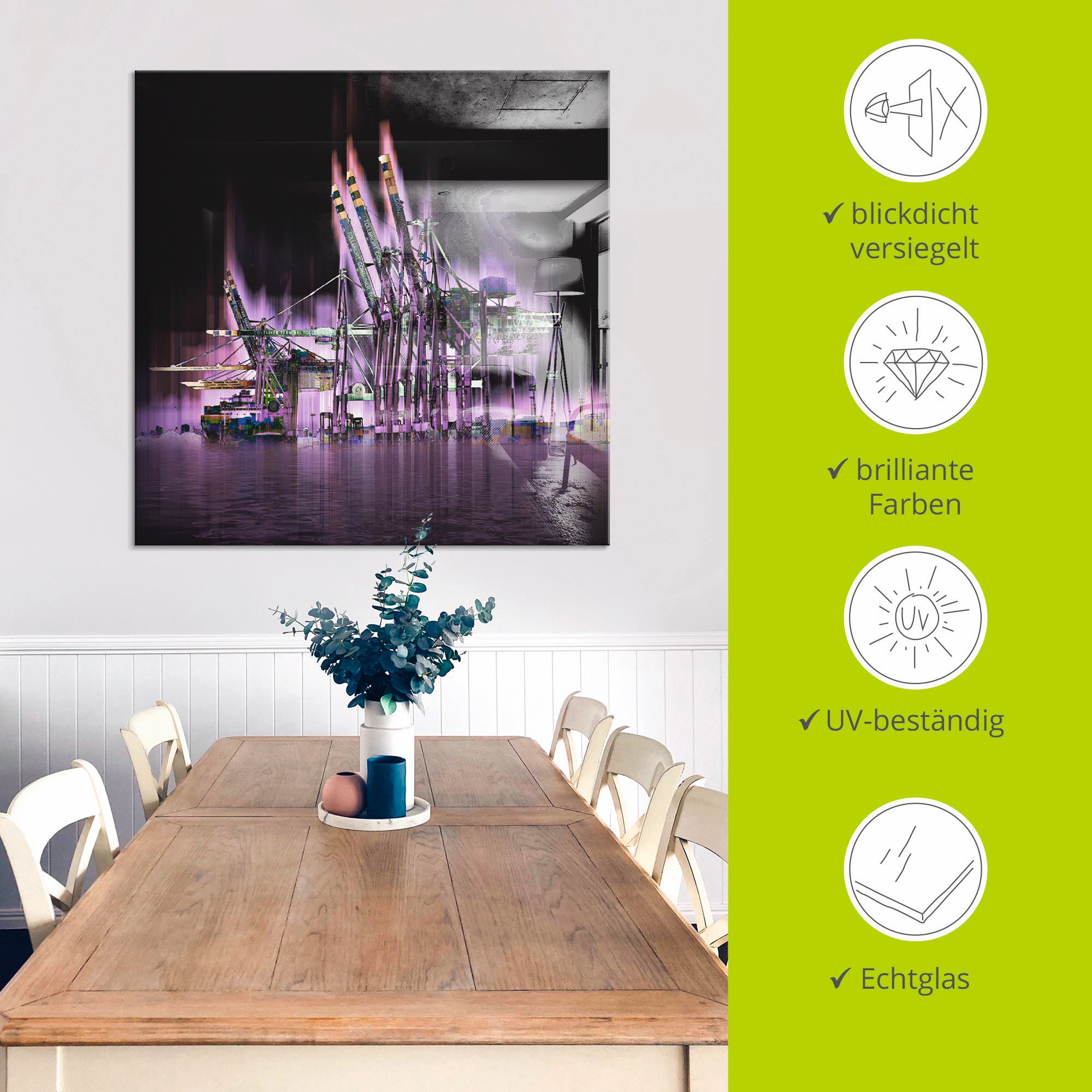 Artland Glasbild »Hamburg Hansestadt Collage 04« Architektonische Elemente 1 Stk. tlg. in verschiedenen Grössen