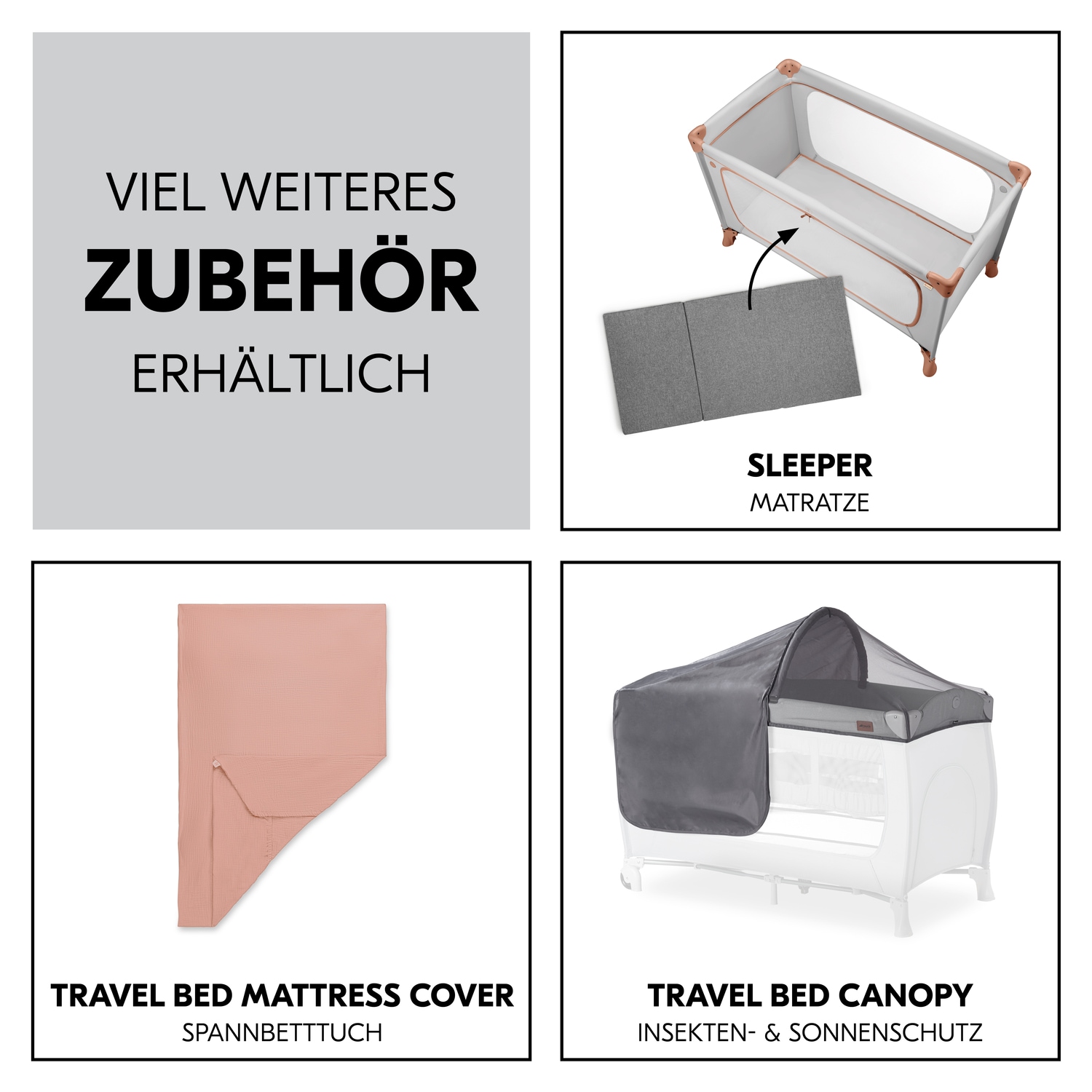 Hauck Baby-Reisebett »Dream N Play Plus, Dusty Cork« Vorderausstieg