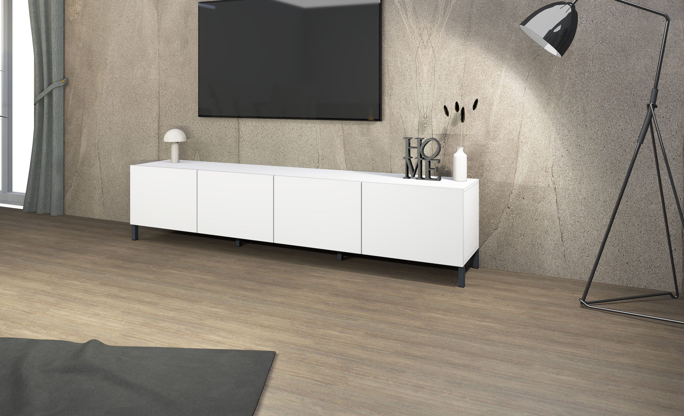 borchardt Möbel Lowboard Metallfüsse, grifflose Optik