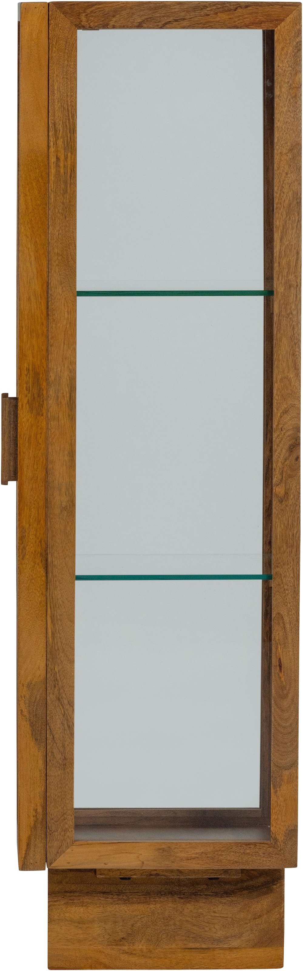 WOOOD Vitrines »Kella Mangoholz mit Glastüren und Glaseinlegeböden 40 x 39 x 137 cm« Capacité de charge 5–7 kg par tablette en verre, fixation murale recommandée