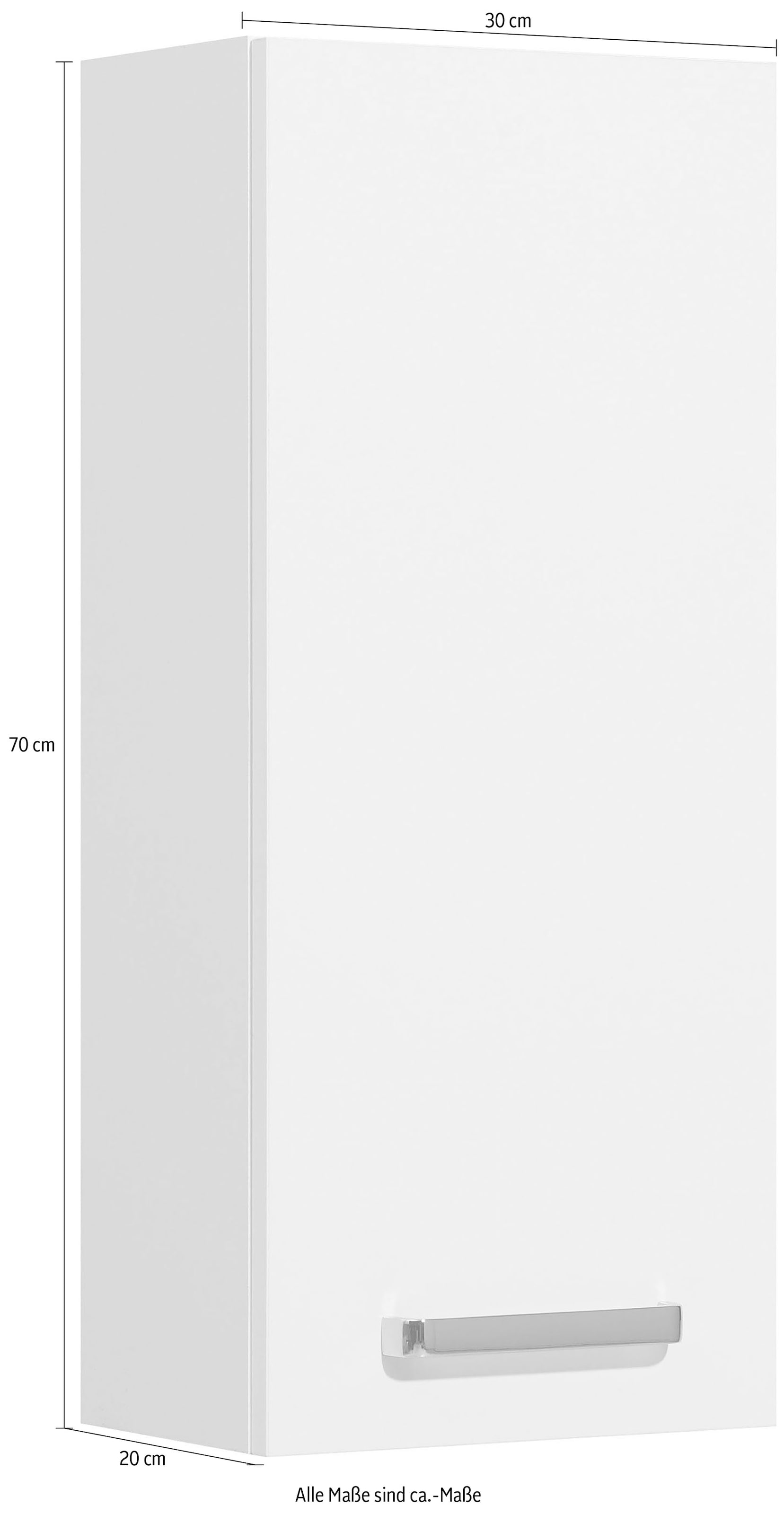 Saphir Armoire suspendue »Quickset Wand-Badschrank 25 cm breit mit 1 Tür und 2 Einlegeböden« armoire suspendue de salle de bain avec amortisseur de porte, poignées chromées brillantes