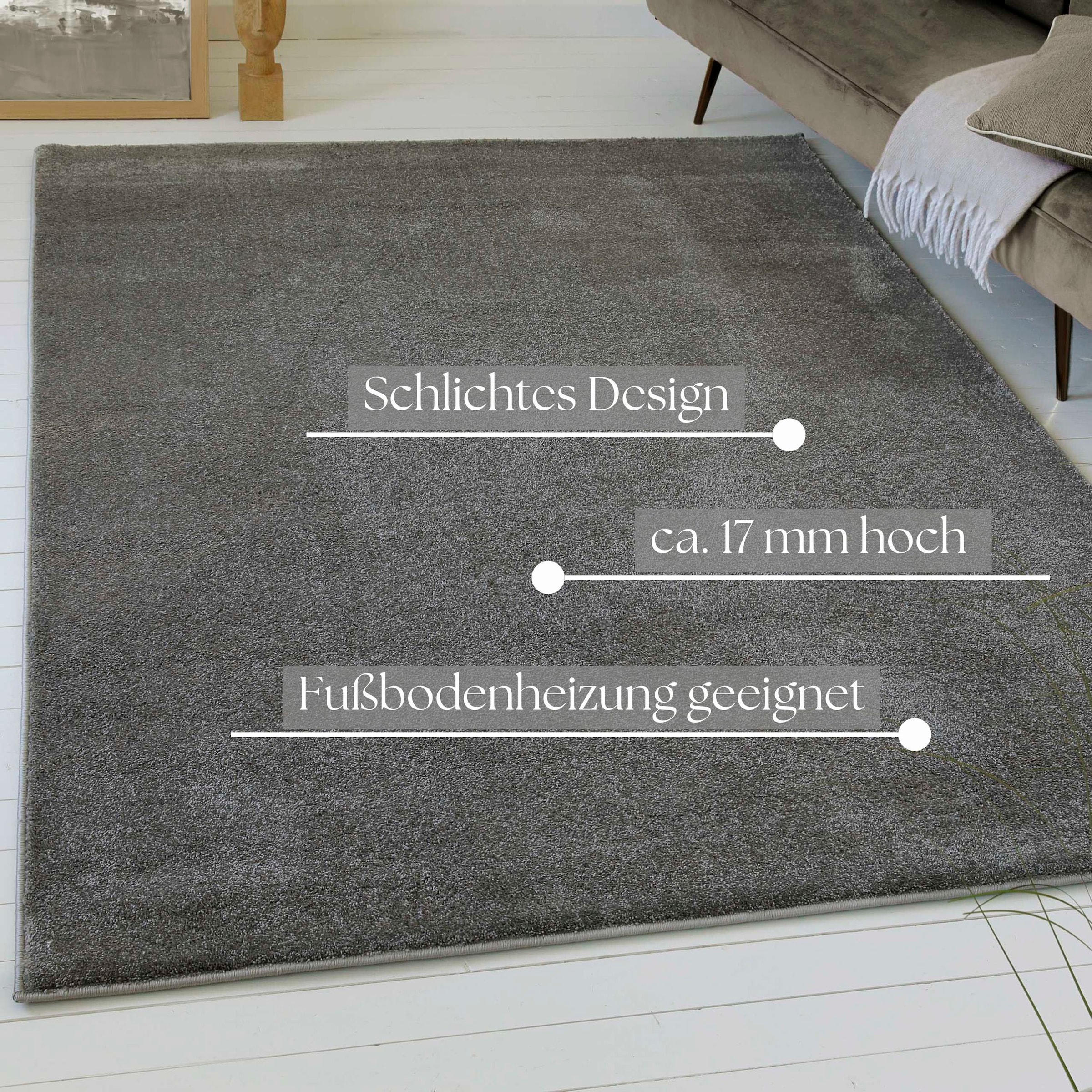 GOODproduct Teppich »Lisbea« rechteckig 17 mm Höhe moderner dichter weicher Kurzflorteppich, Wohnzimmer, Schlafzimmer