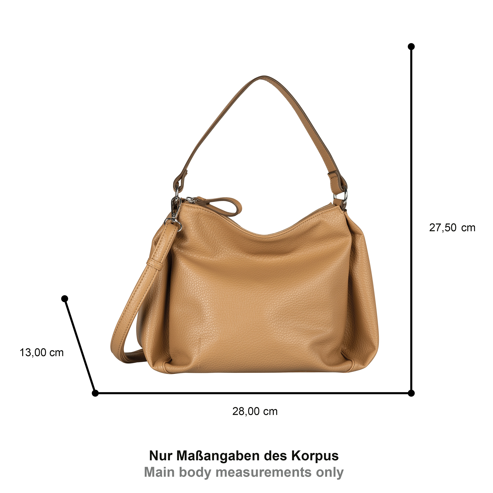 TOM TAILOR Sac à bandoulière »Cassia« simili cuir légèrement grainé avec coupe sophistiquée pour beaucoup de volume
