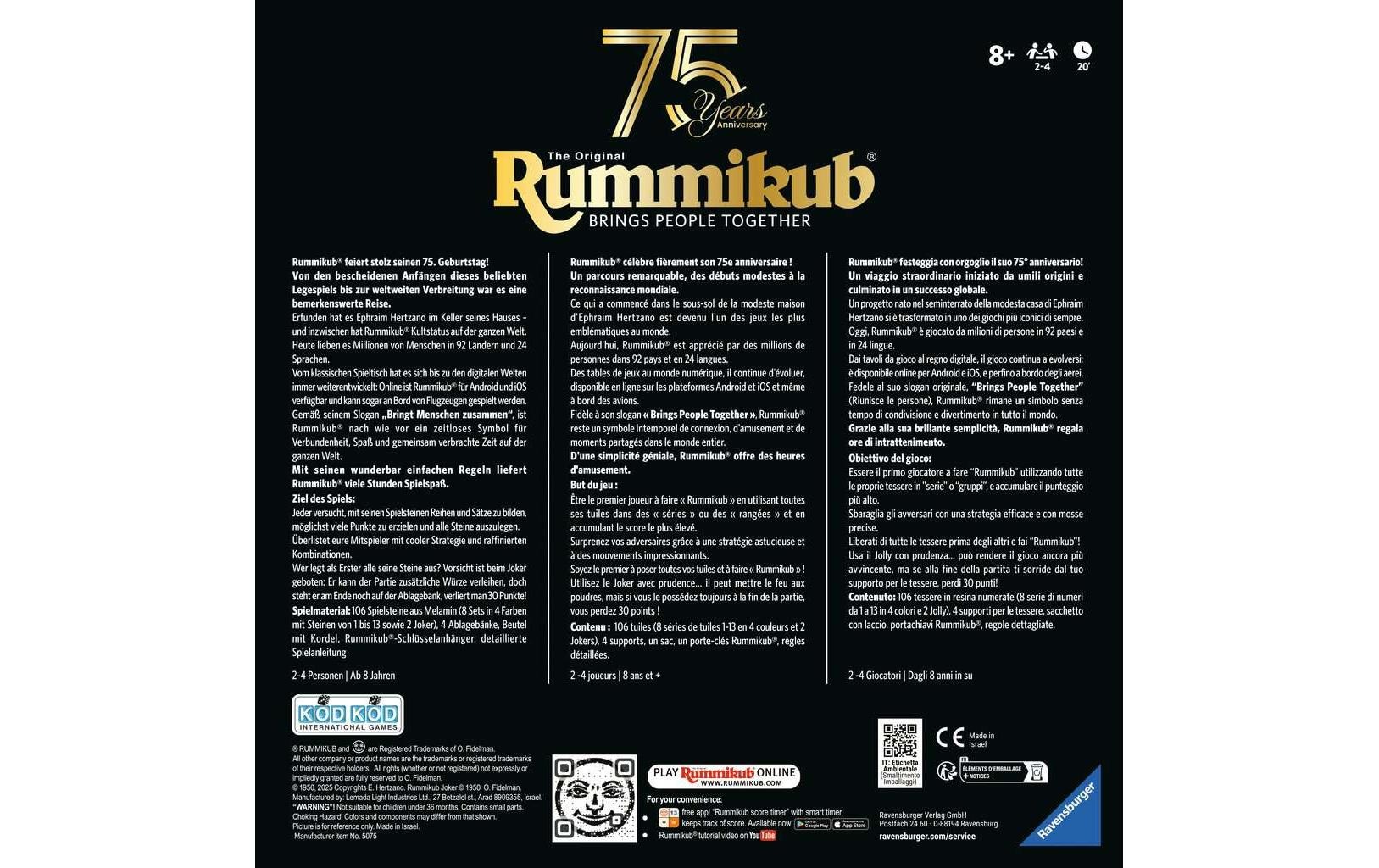 Ravensburger Jeu »Rummikub 75th Anniversary«