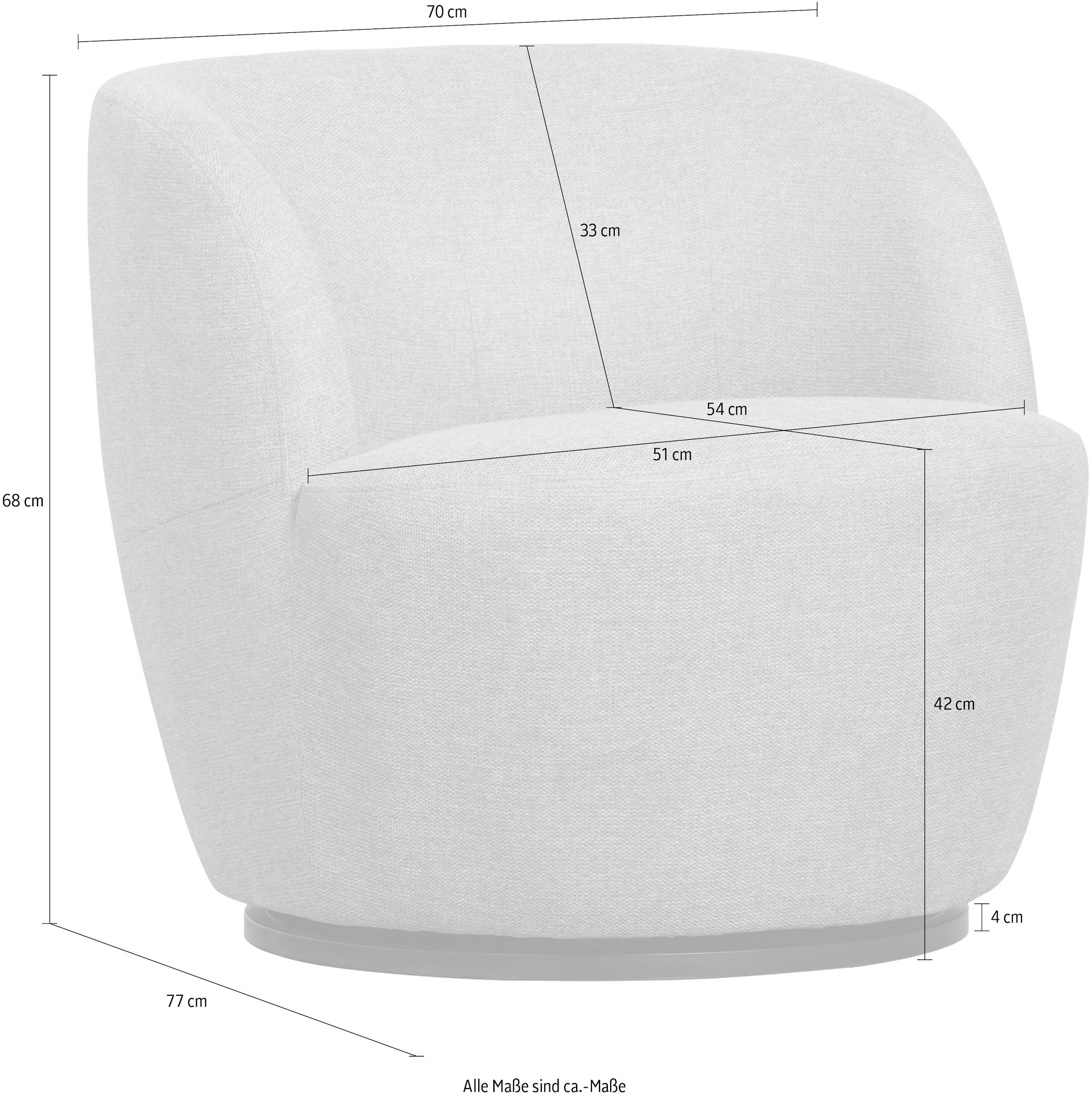 WOOOD Fauteuil pivotant »Serra Mischgewebe Bezug mit Drehmechanismus H 68 x B 70 x T 77 cm« Faible résistance à l'usure, capacité de charge 120 kg, entièrement monté