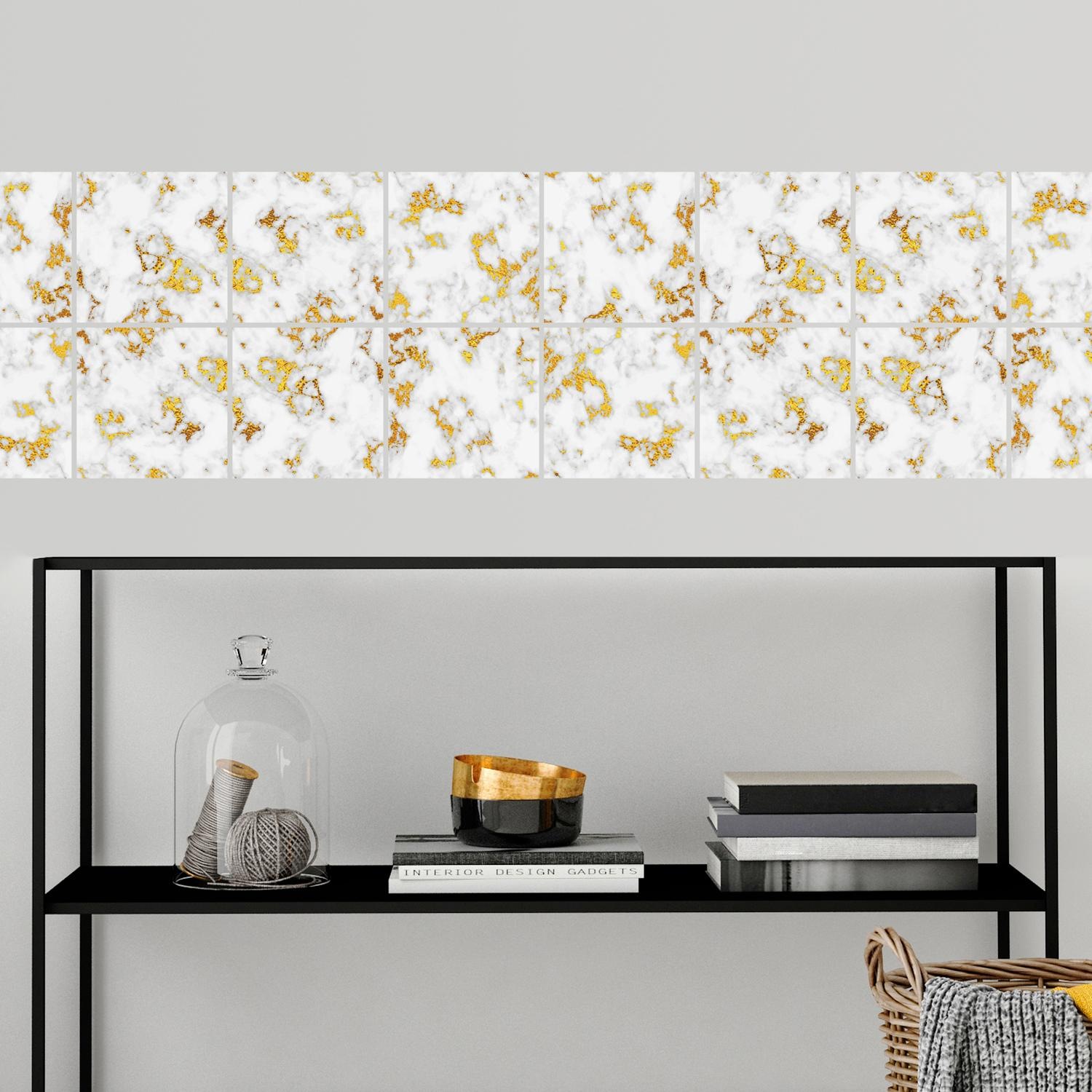 queence Autocollants pour carrelage »Marmor« Stickerfliesen, selbstklebend, Sticker, 12er Set