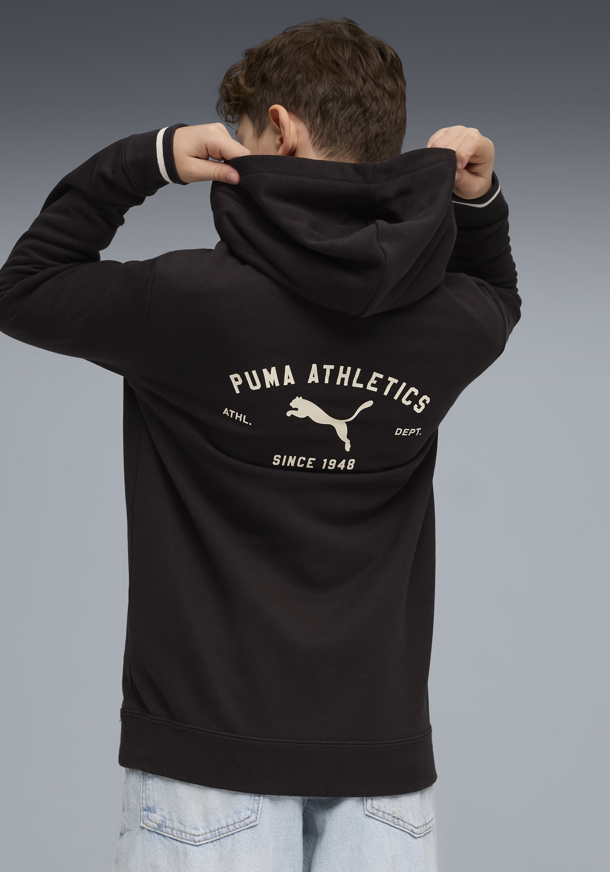 PUMA Sweat à capuche »CLASS GRAPHIC HOODIE TR B«, für Jugendliche, mit Kapuze, Regular Fit, mit Kängurutasche
