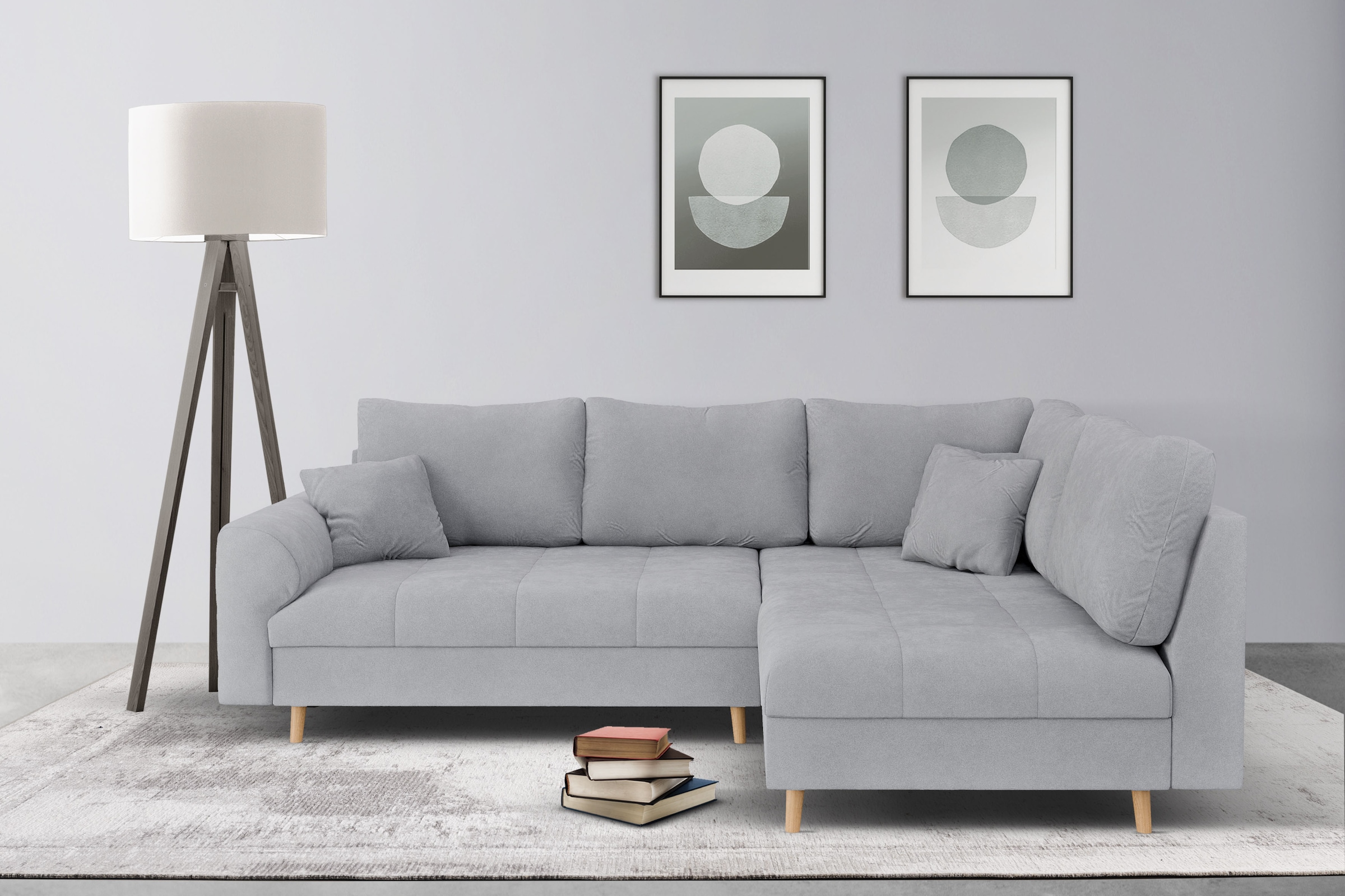 Home affaire Ecksofa »CHARRE L-Form mit Ottomane, Masse B/T/H: 231/161/81 cm« feine Steppung, lose Rücken- und Zierkissen, auch in Cord und Bouclé