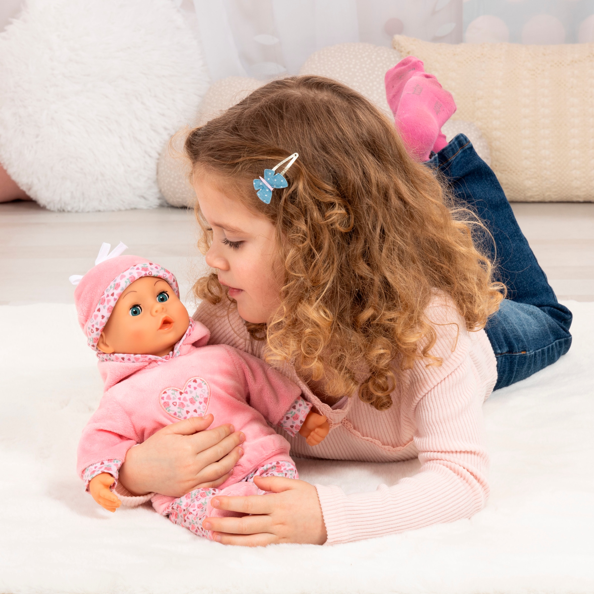 Bayer Babypuppe »First Words Baby, 38 cm, rosa« mit Schlafaugen und Babygeräuschen