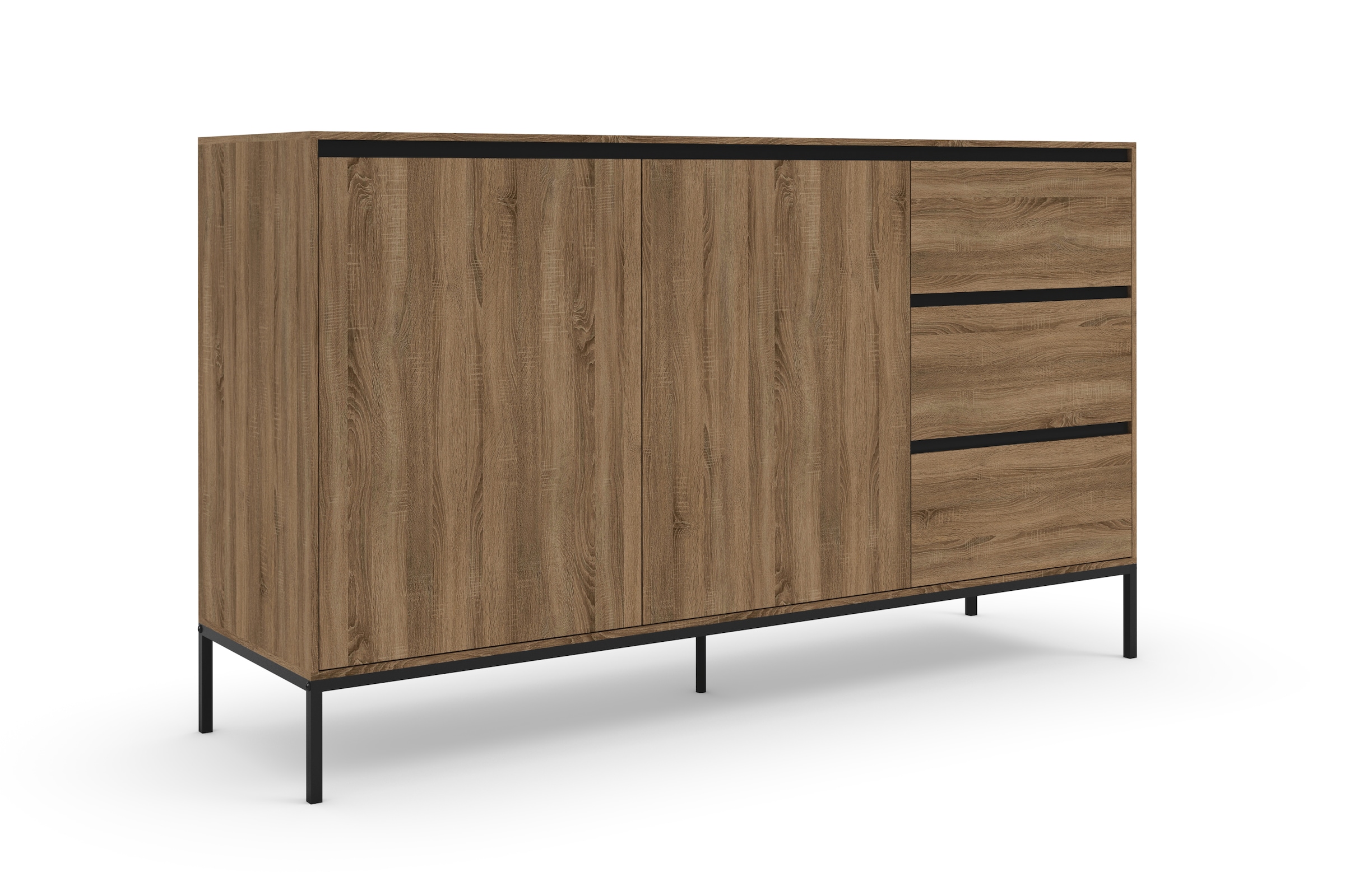 GOODproduct Sideboard »Bari« Kommode mit 2 Türen und 3 Schubkästen, Breite 140 cm