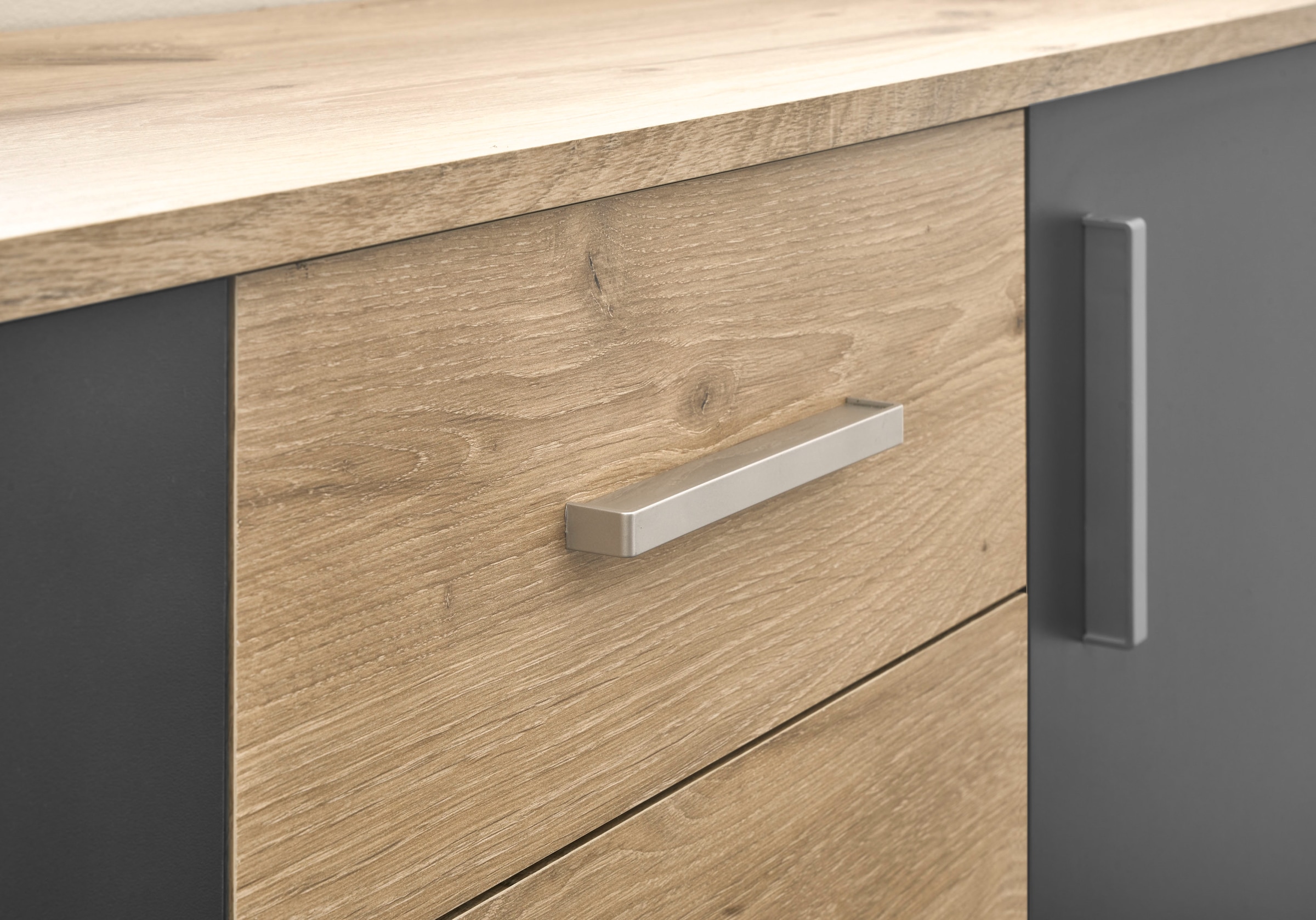 HBZ Kommode »BC-Drift-2, Sideboard Stellmass BxHxT 120x84x35 cm« 1 Stk. tlg. Kommode mit 3 Türen, 2 Schubkästen und 1 Einlegeboden