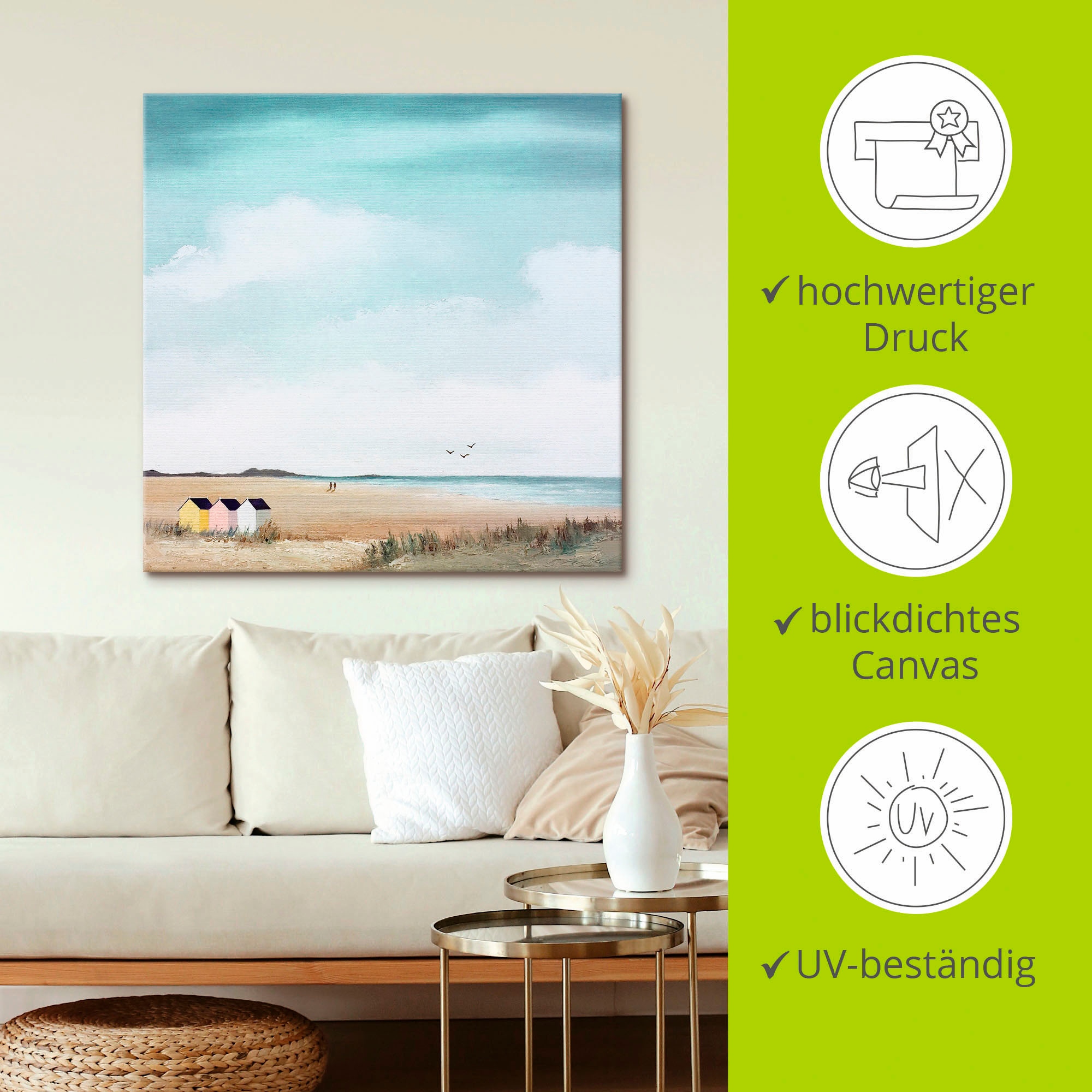 Artland Wandbild »Sonniger Morgen III« Strand 1 Stk. tlg. als Leinwandbild, Poster in verschied. Grössen