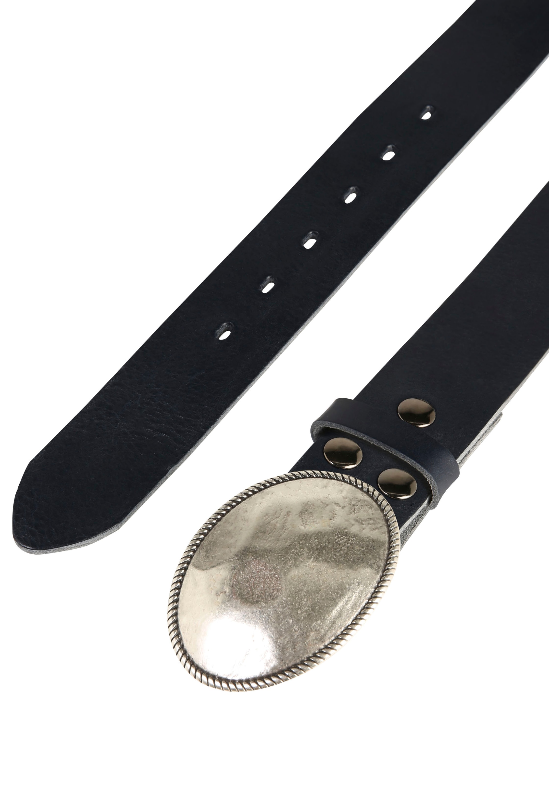 Rettungsring Gürtel Ledergürtel mit austauschbarer Schliesse »Oval Matt Gehämmert«