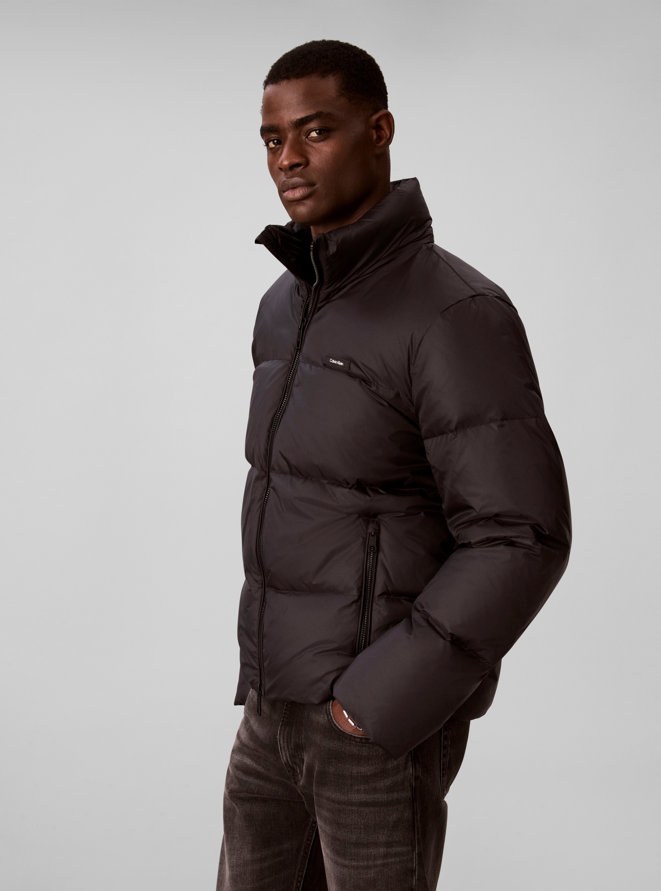 Calvin Klein Veste matelassée »NYLON DOWN PUFFER« sans capuche coupe régulière avec col montant