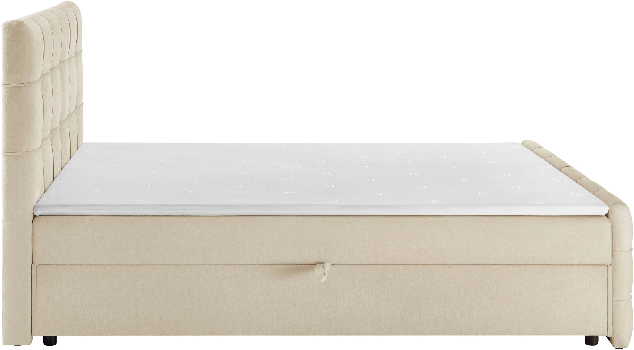 GOODproduct Lit de boxe »LILIENNE, Polsterbett mit Bettkasten und Taschenfederkernmatratze H3« avec surmatelas en mousse froide, revêtement en chenille, 160x200 & 180x200 cm