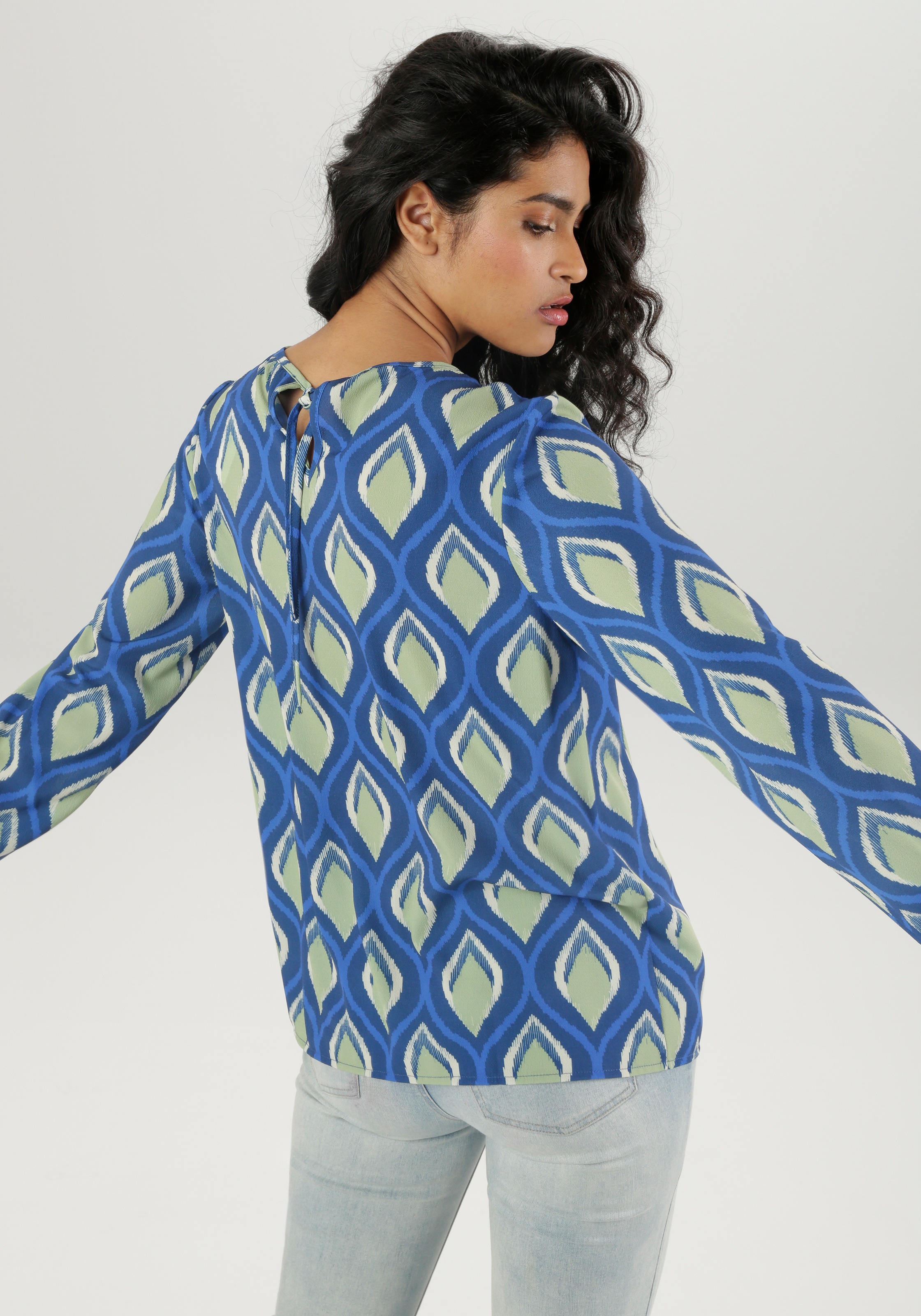 Aniston SELECTED Blouse à enfiler mit Schlitz und Bindeband im Rücken