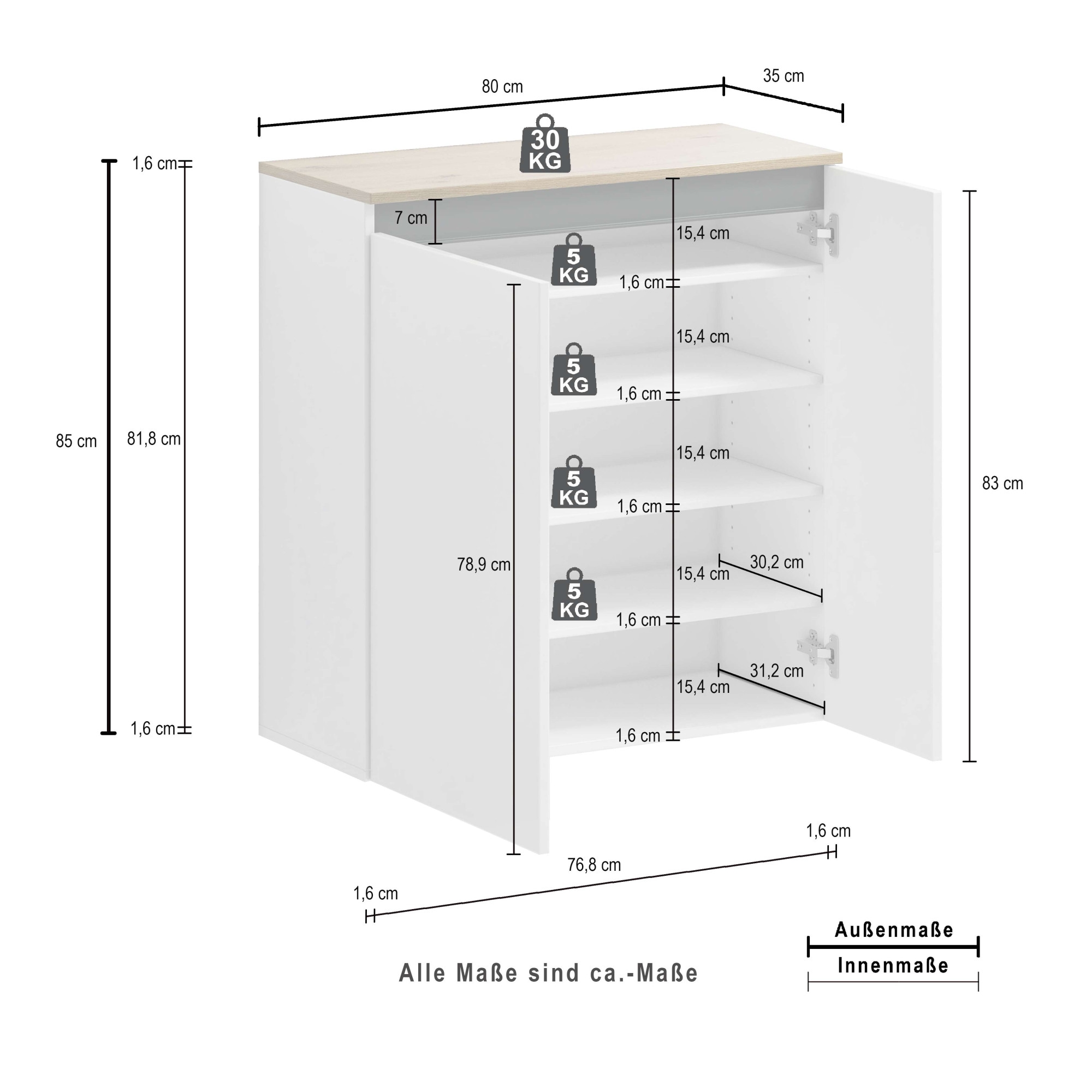 Home affaire Schuhschrank »Zippo, Schuhkommode,Schuhregal,Made in Italy,hängend« 1 Stk. tlg. Front/Korpus Hochglanz lackiert B/T: 80x35 cm,5 Fächer,15 paar Schuhe