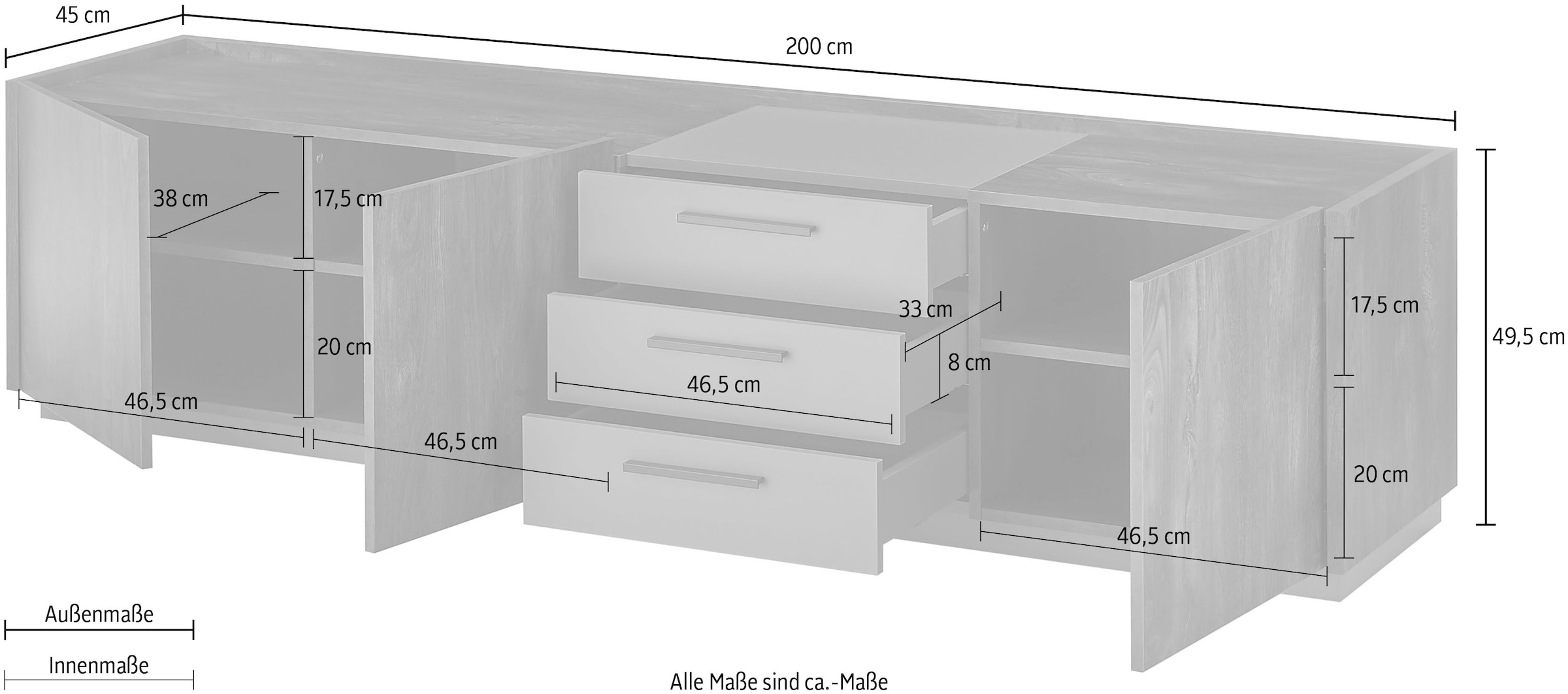 INOSIGN Table basse »LARGO« mit Soft-Close-Funktion, Breite ca. 200 cm