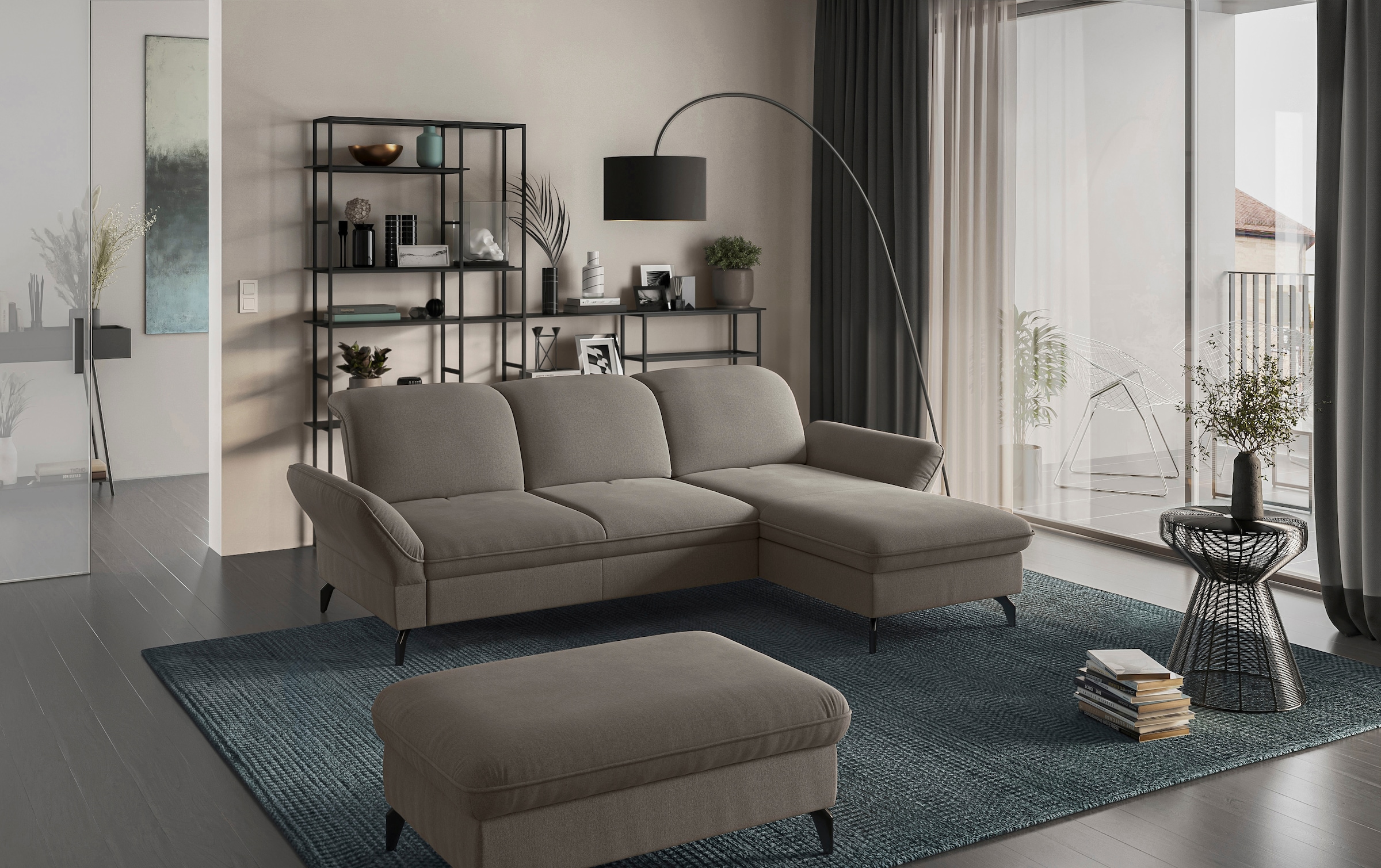 sit&more Tabouret rembourré »Leandro« mit schwarzen Metallfüssen