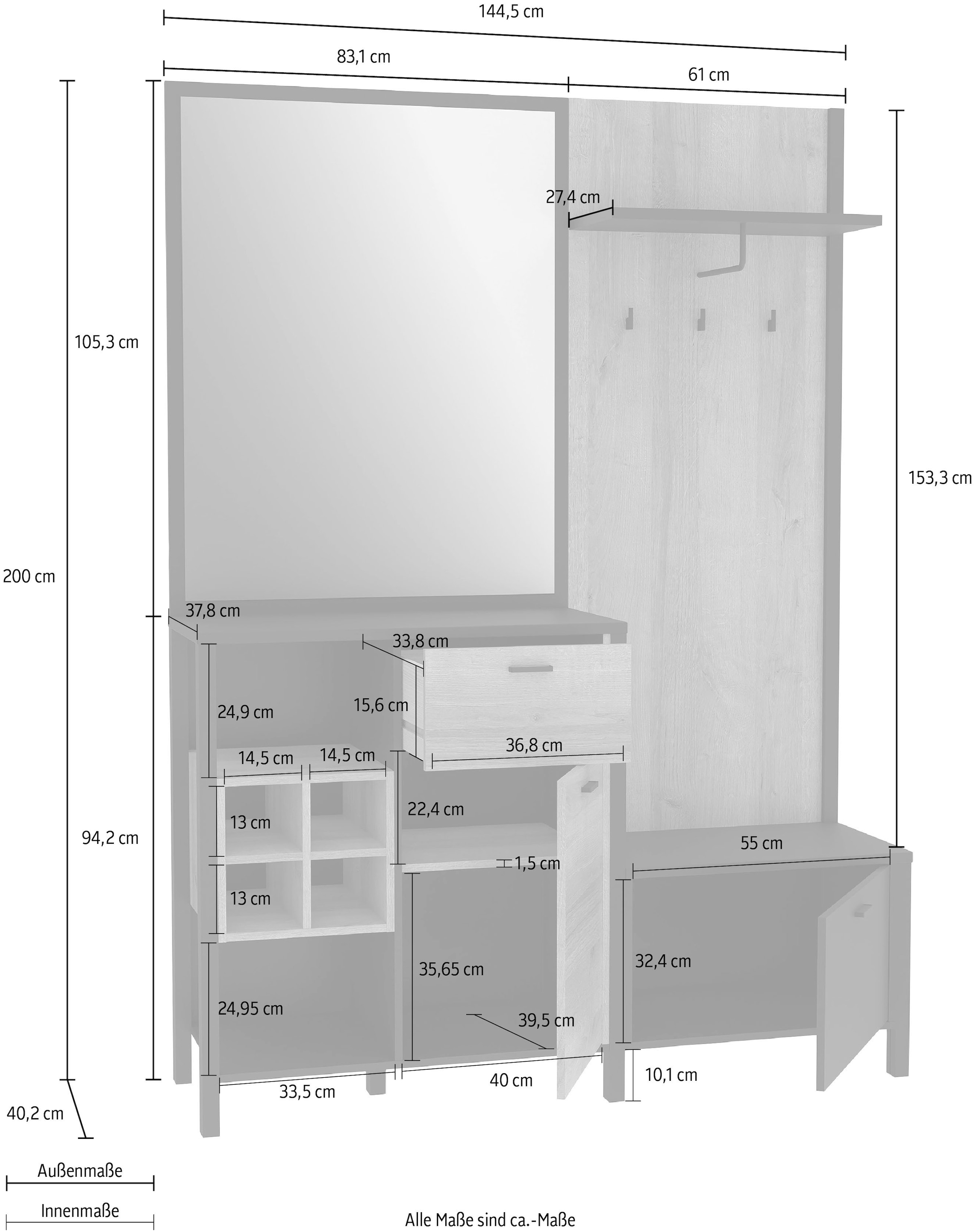 FORTE Vestiaire compact »High Rock« largeur 144,5 cm