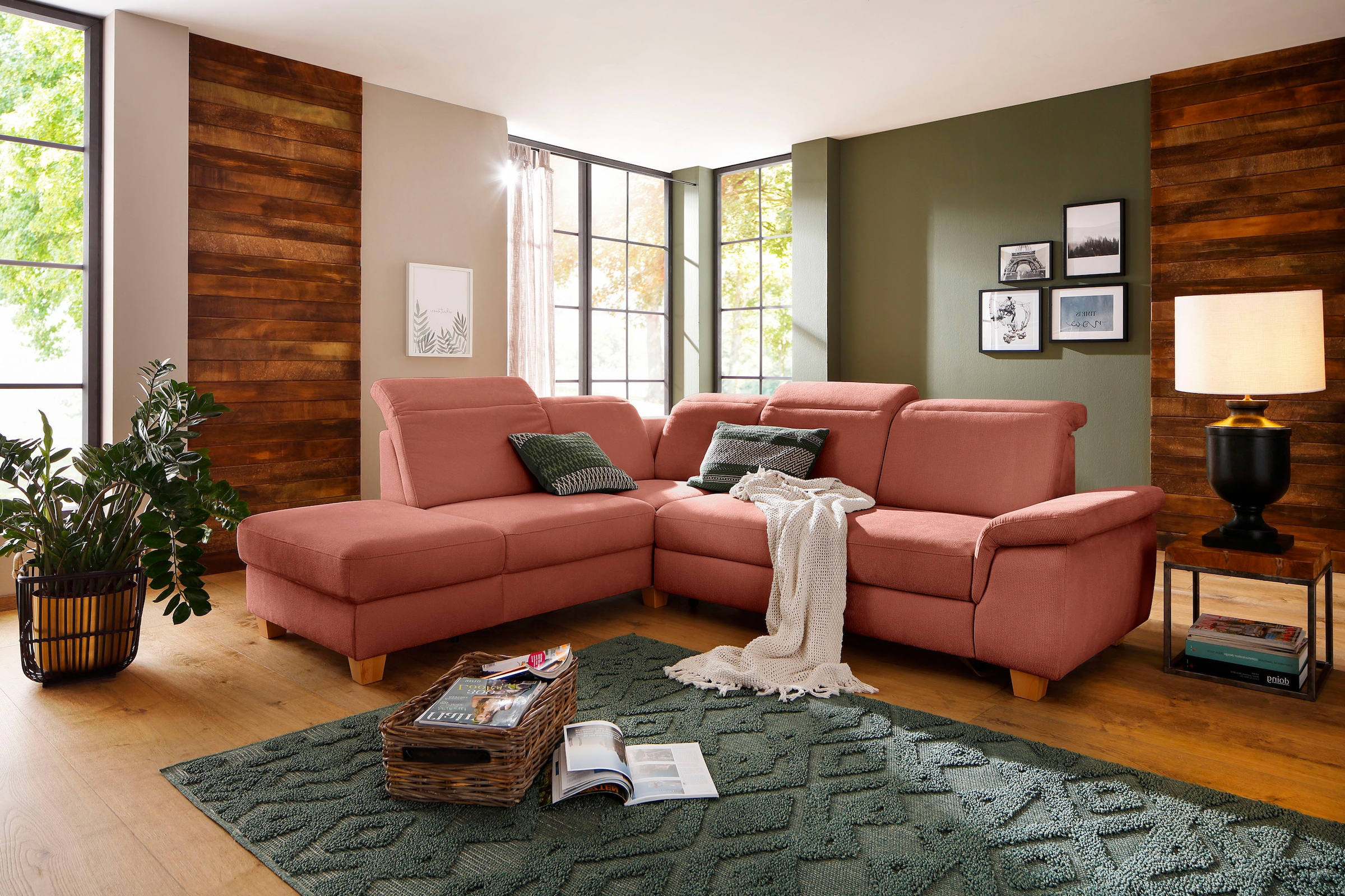 Home affaire Canapé d'angle »Dalia L-Form« mit Federkernpolsterung, wahlweise mit Bettfunktion, Bettkasten