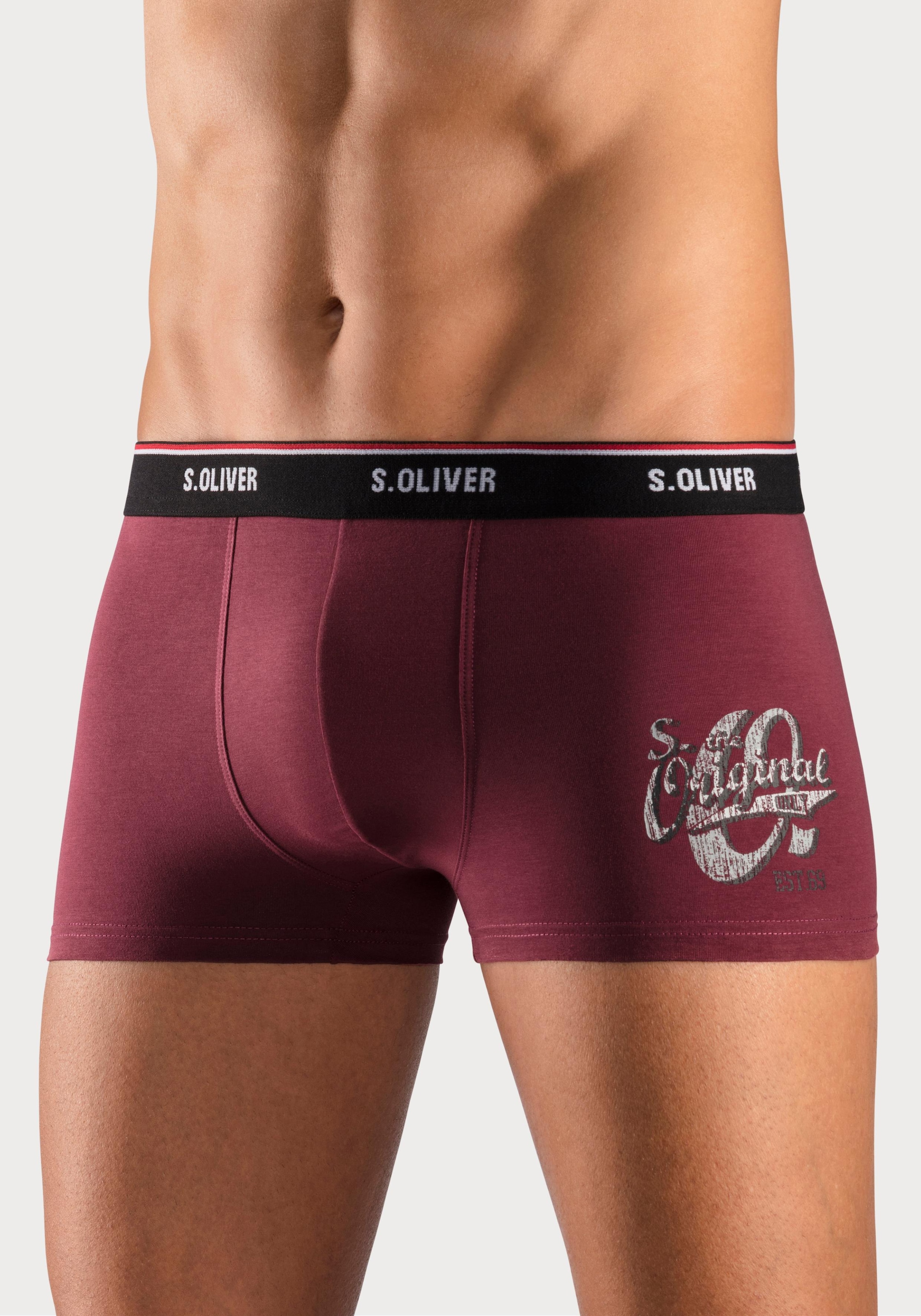 s.Oliver Boxer »Boxershorts für Herren« Packung, 3 Stk. mit Print auf dem Bein