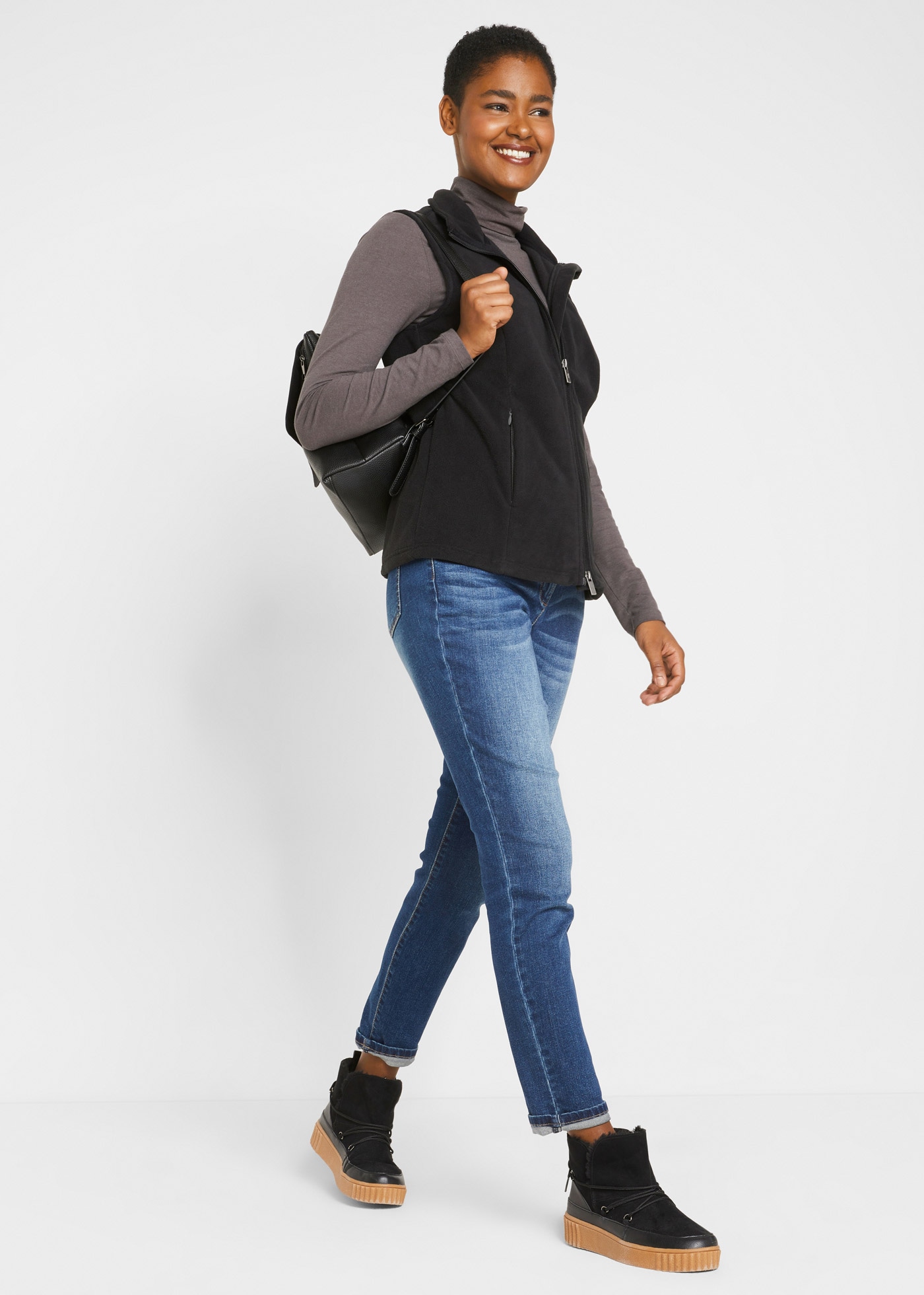 bonprix Fleeceweste »Fleece-Weste mit Taschen« aus Fleece, mit Reissverschlusstaschen, mit Stehkragen, unifarben