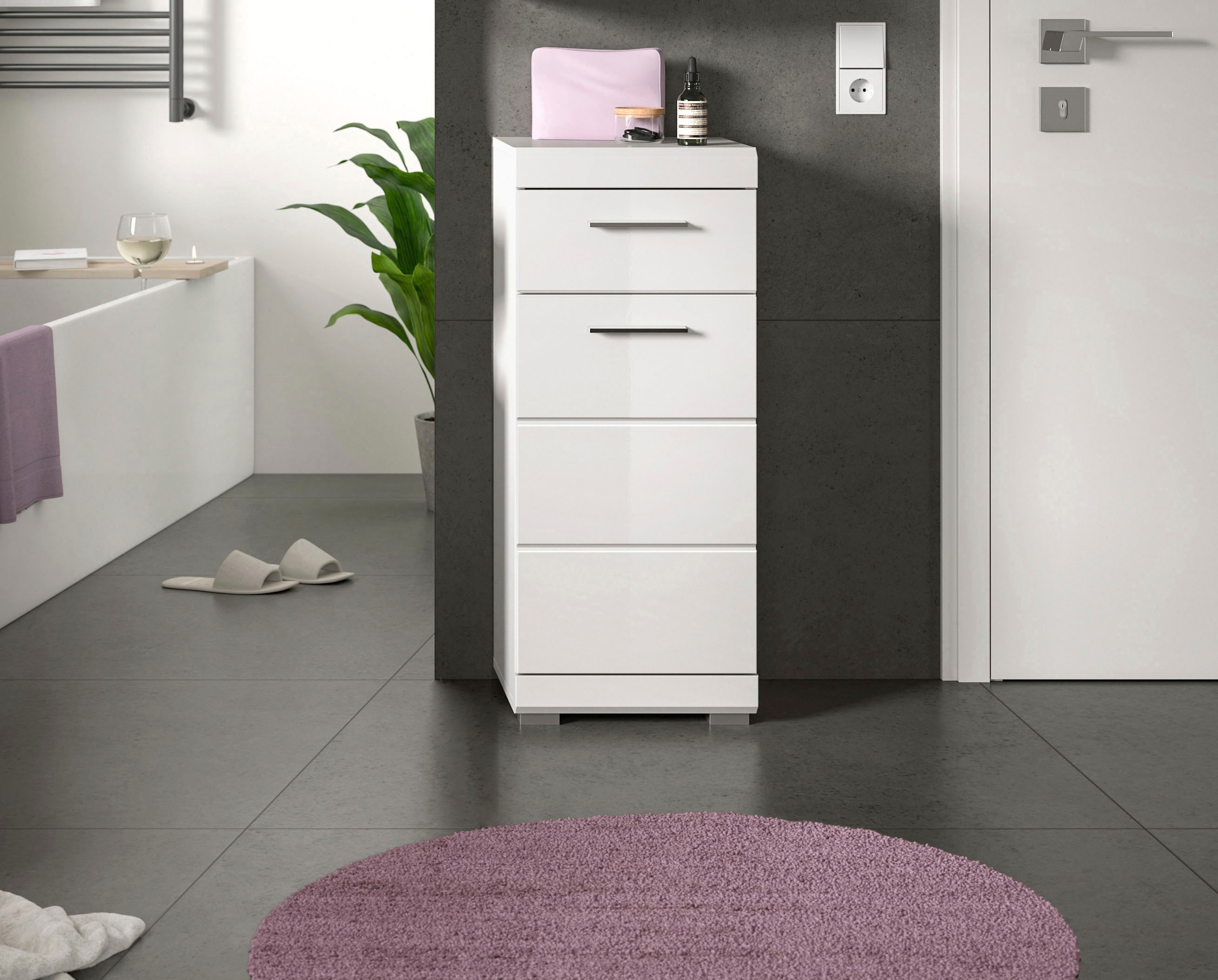 welltime Armoire basse »SIENA, Breite 37cm, 1 Tür, 1 Schubkasten, 2 Fächer, MDF-Front« BEST-SELLER !, 1 cuis tlg. disponible en plusieurs couleurs, meubles de salle de bain, armoire de salle de bain, commode, salle de bain