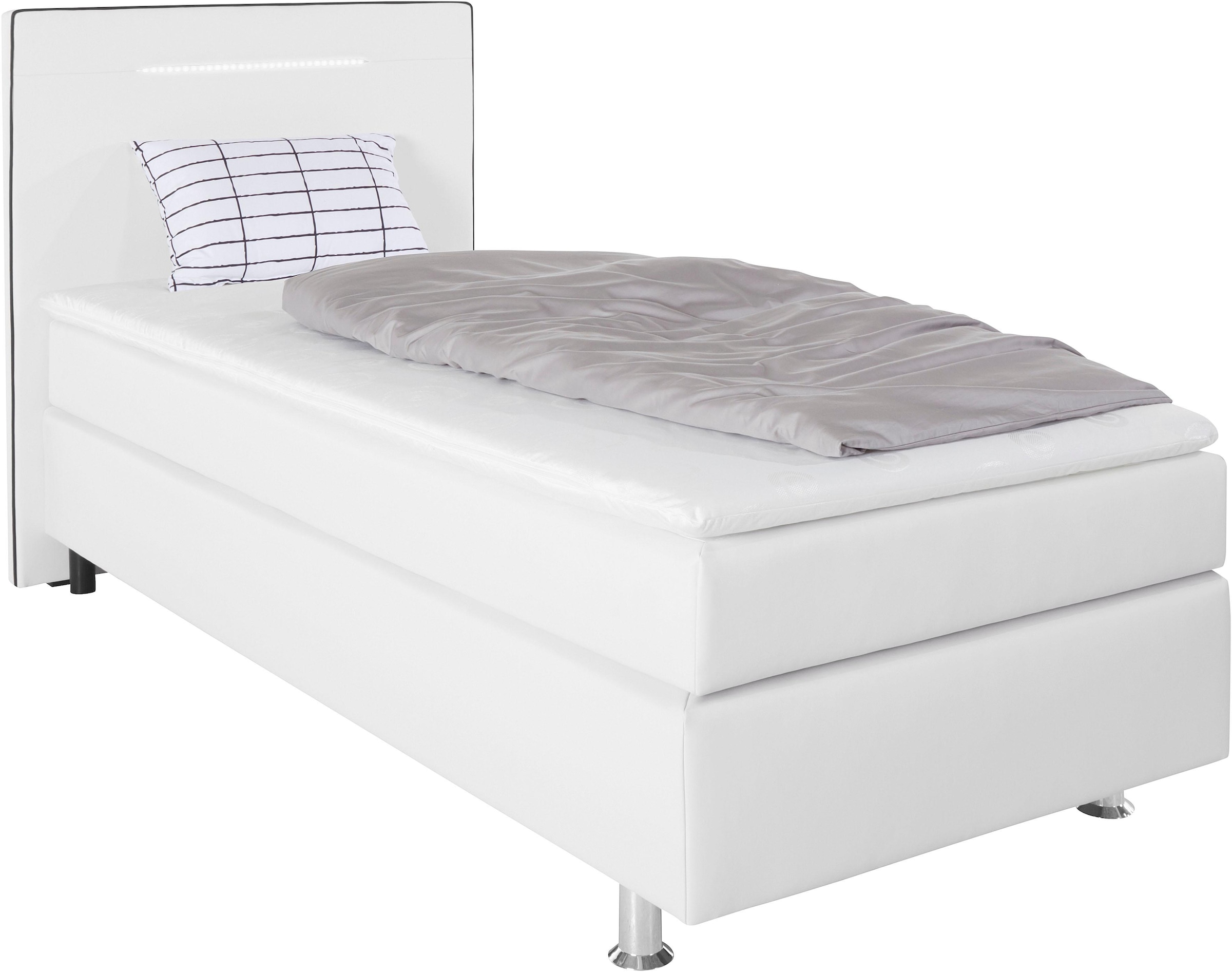 COLLECTION AB Boxspringbett »London, inklusive Topper und Kissen, mit LED-Beleuchtung« Boxspringbett erhältlich in 90cmx200cm, 140cmx200cm & 180cmx200cm