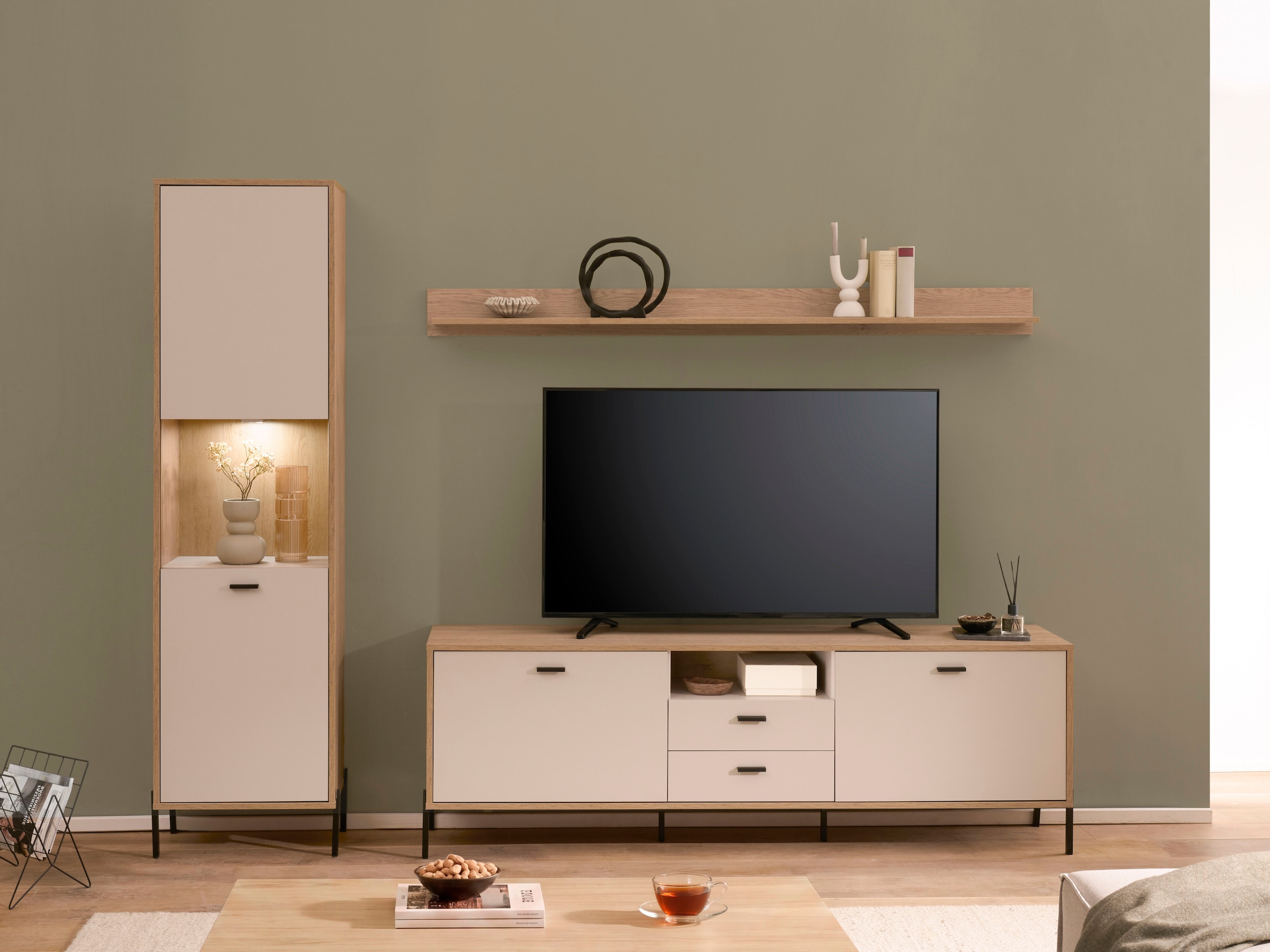 Home affaire Meuble mural »Fredericia, moderne Anbauwand, Komplettset in Kaschmir« Ensemble, 3 cuis tlg.