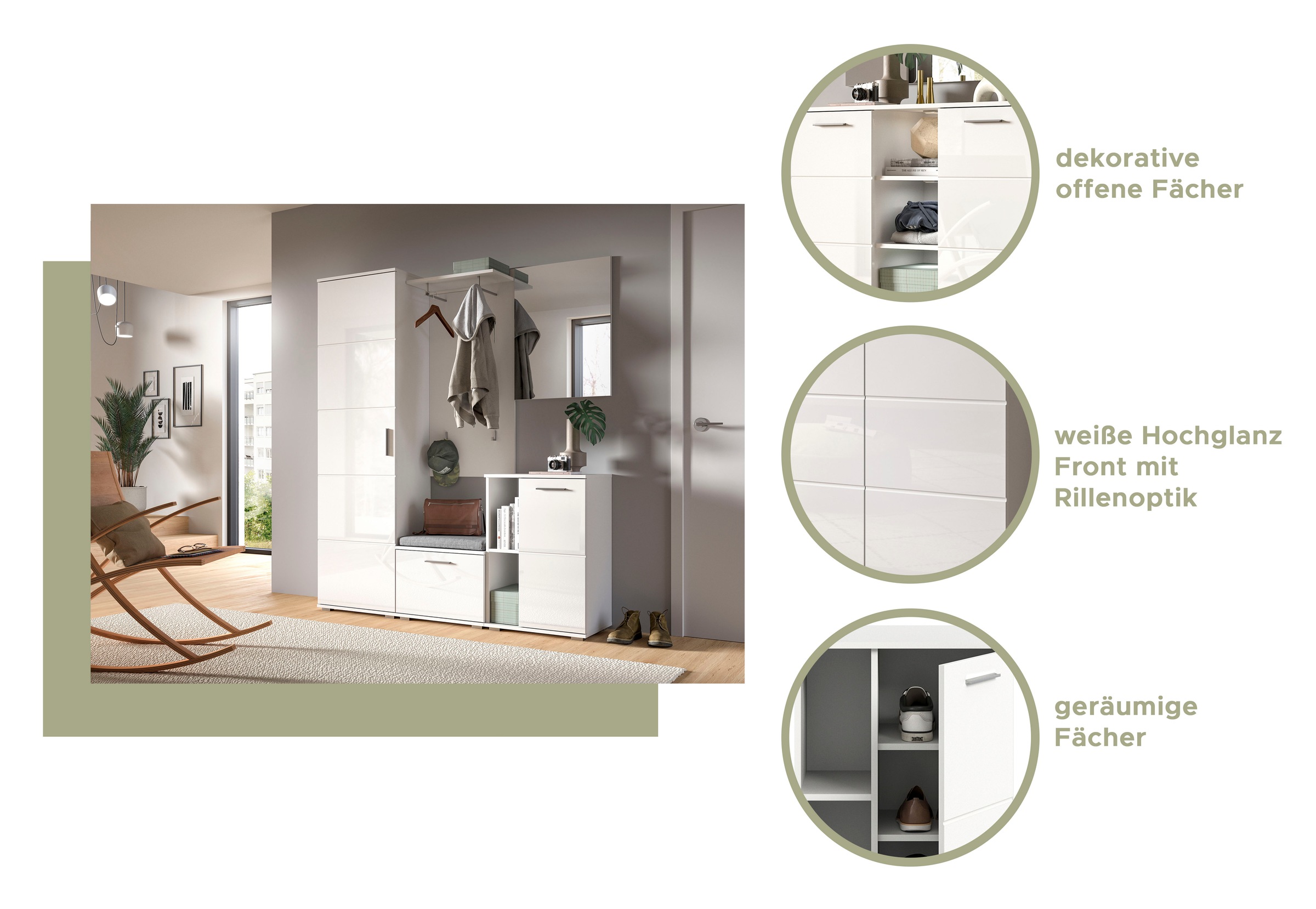 INOSIGN Garderobenspiegel »Valge, Breite 109 cm, inkl. Material zur Wandmontage« Spiegel, Wandspiegel, Flurspiegel, Dielenspiegel, Spiegelpaneel