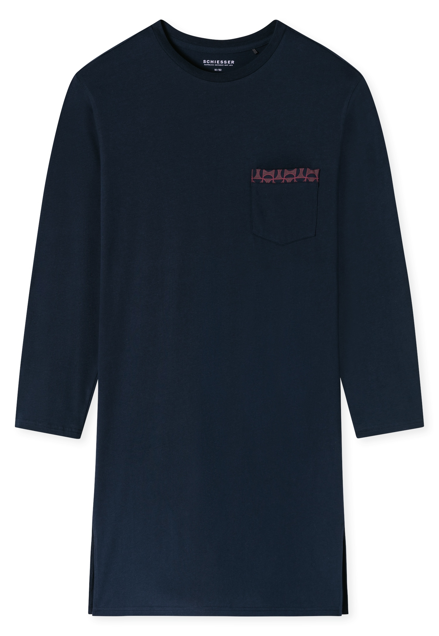 Schiesser Chemise de nuit »Comfort Nightwear« seitliche Schlitze, weich, Langarm, Single Jersey, Baumwolle