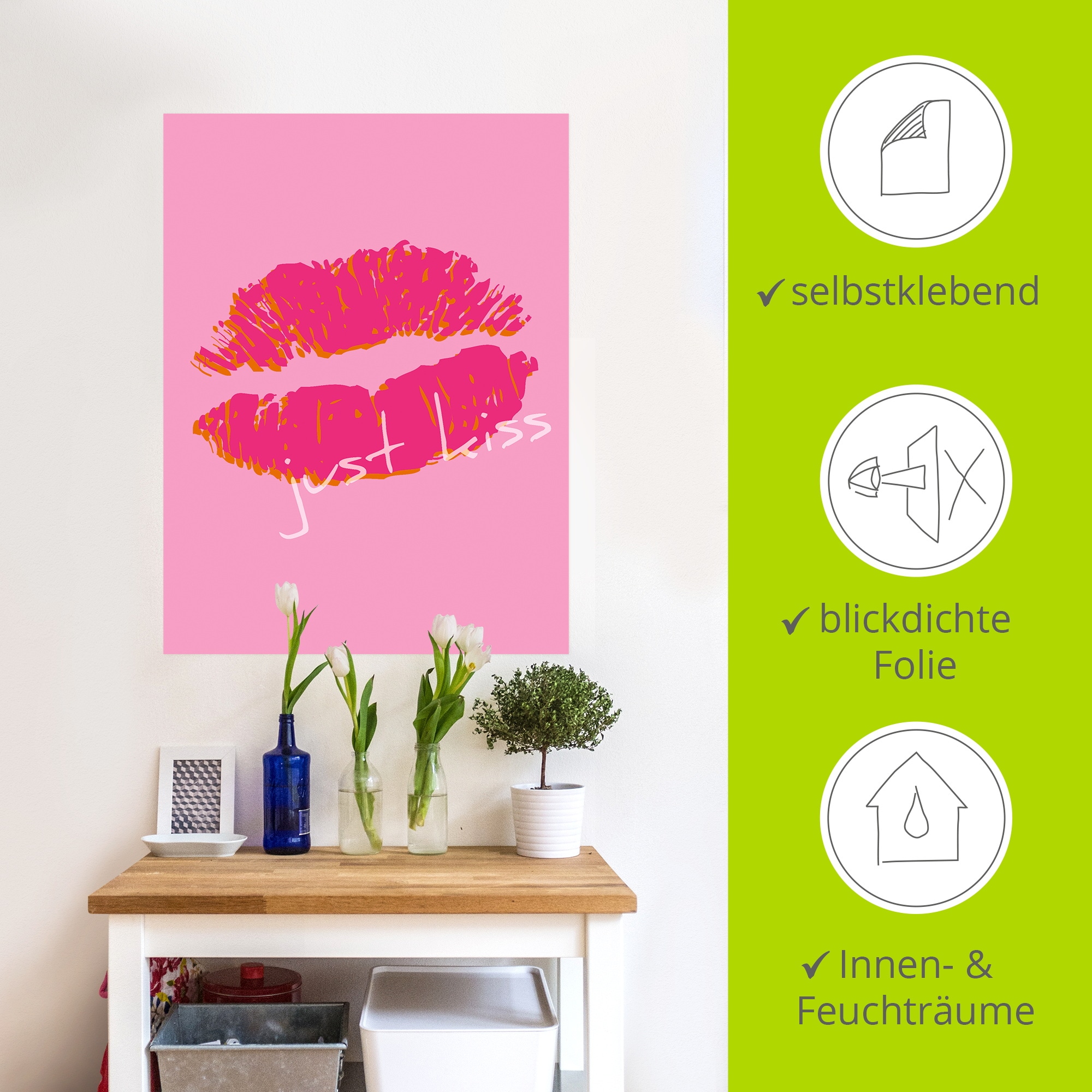 Artland Fresque murale »Just kiss« 1 cuis tlg. als Alubild, Leinwandbild, Poster, Wandaufkleber in verschied. Grössen