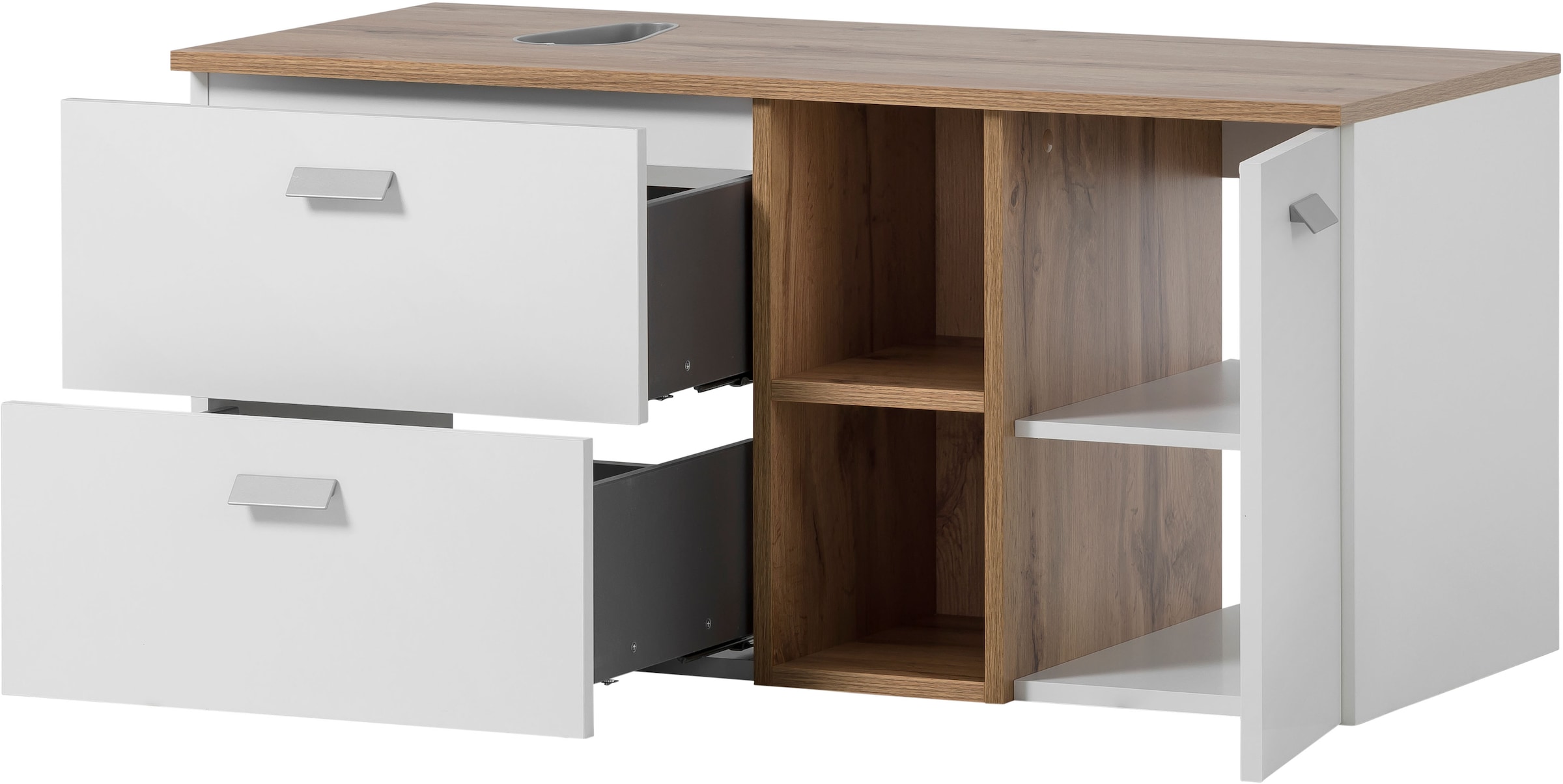 Schildmeyer Waschtisch »Mona« Kreamikbecken, Metallbeschläge, Vollauszüge