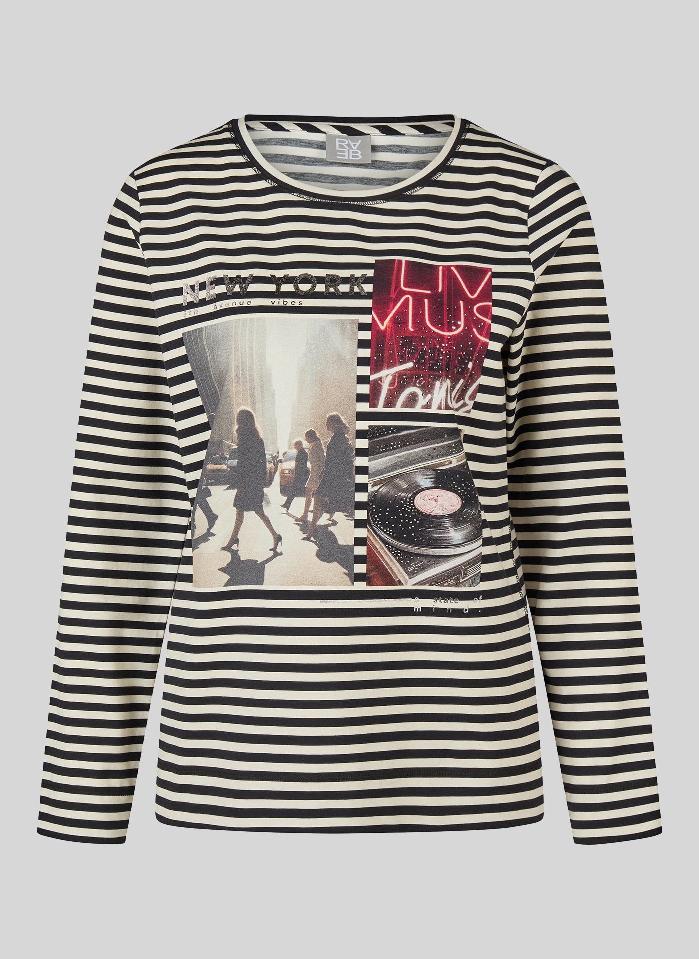 Rabe T-shirt à manches longues au design rayé et avec imprimé