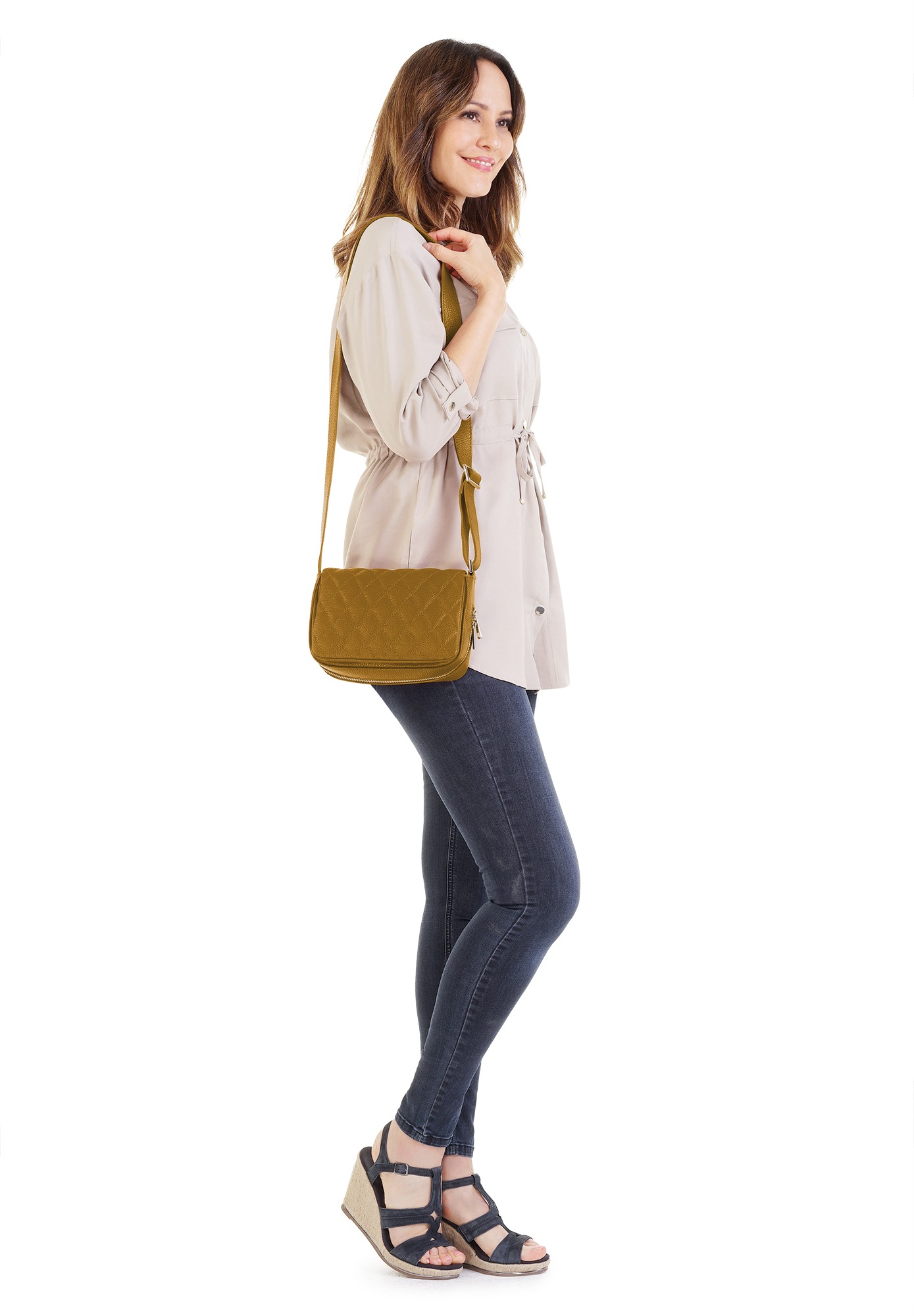Cluty Sac à bandoulière »CLUTY Damen echt Leder, Made in Italy« cuir véritable, fabriqué en Italie