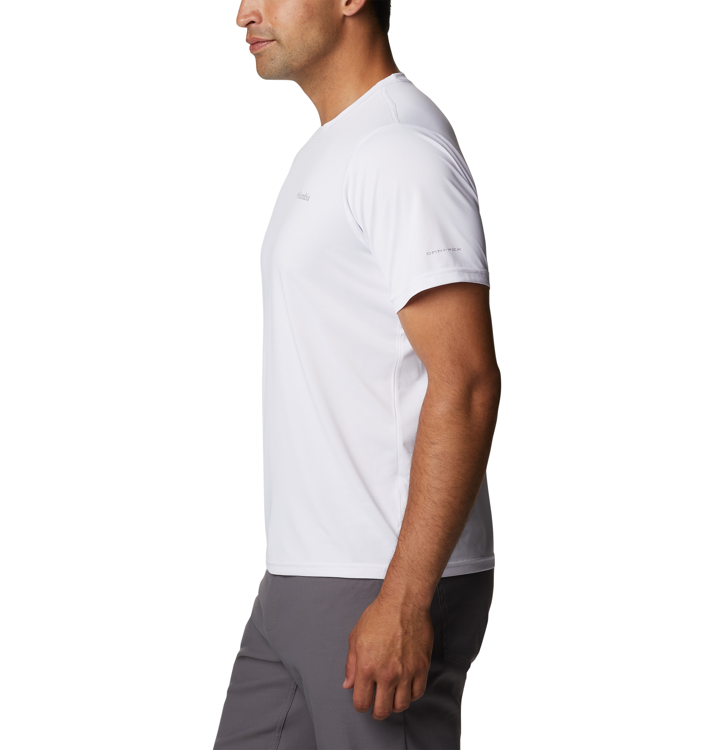 Columbia T-shirt fonctionnel design manches courtes, tissu à évacuation d'humidité, en polyester
