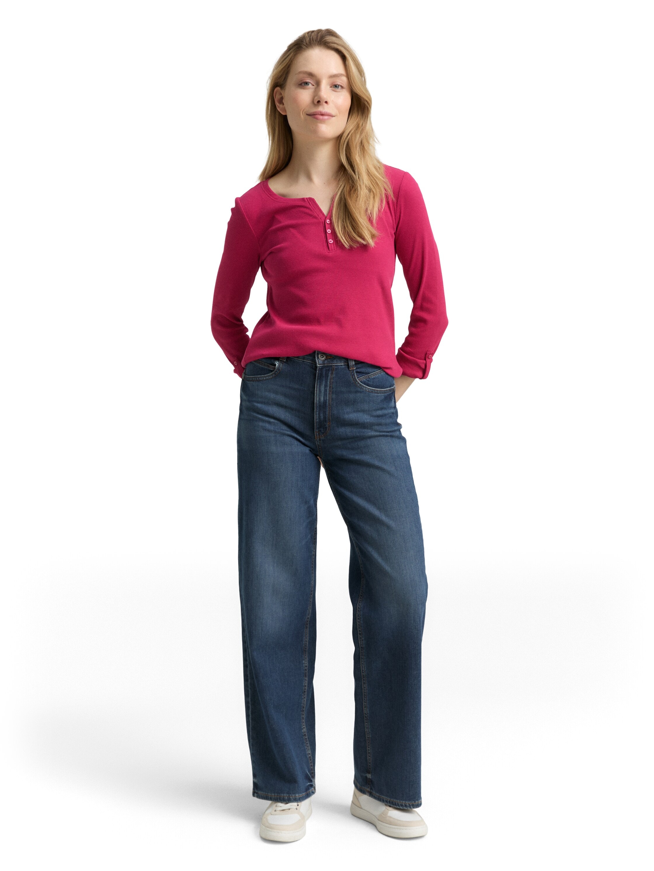 TOM TAILOR T-shirt Henleys , mit Turn-Up-Arm
