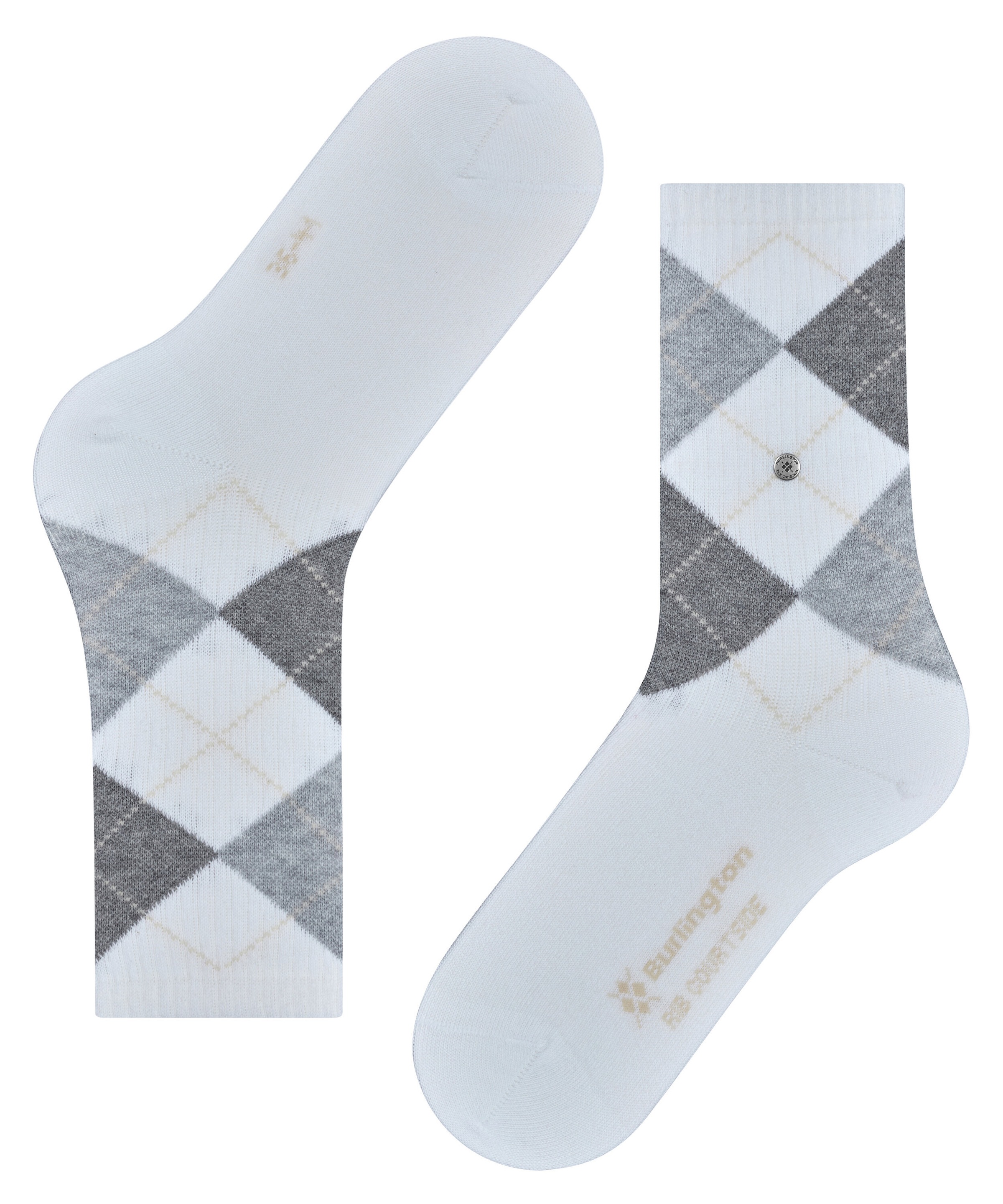 Burlington Chaussettes »Rib Courtside« taille unique 40-46, motif argyle, fine structure côtelée