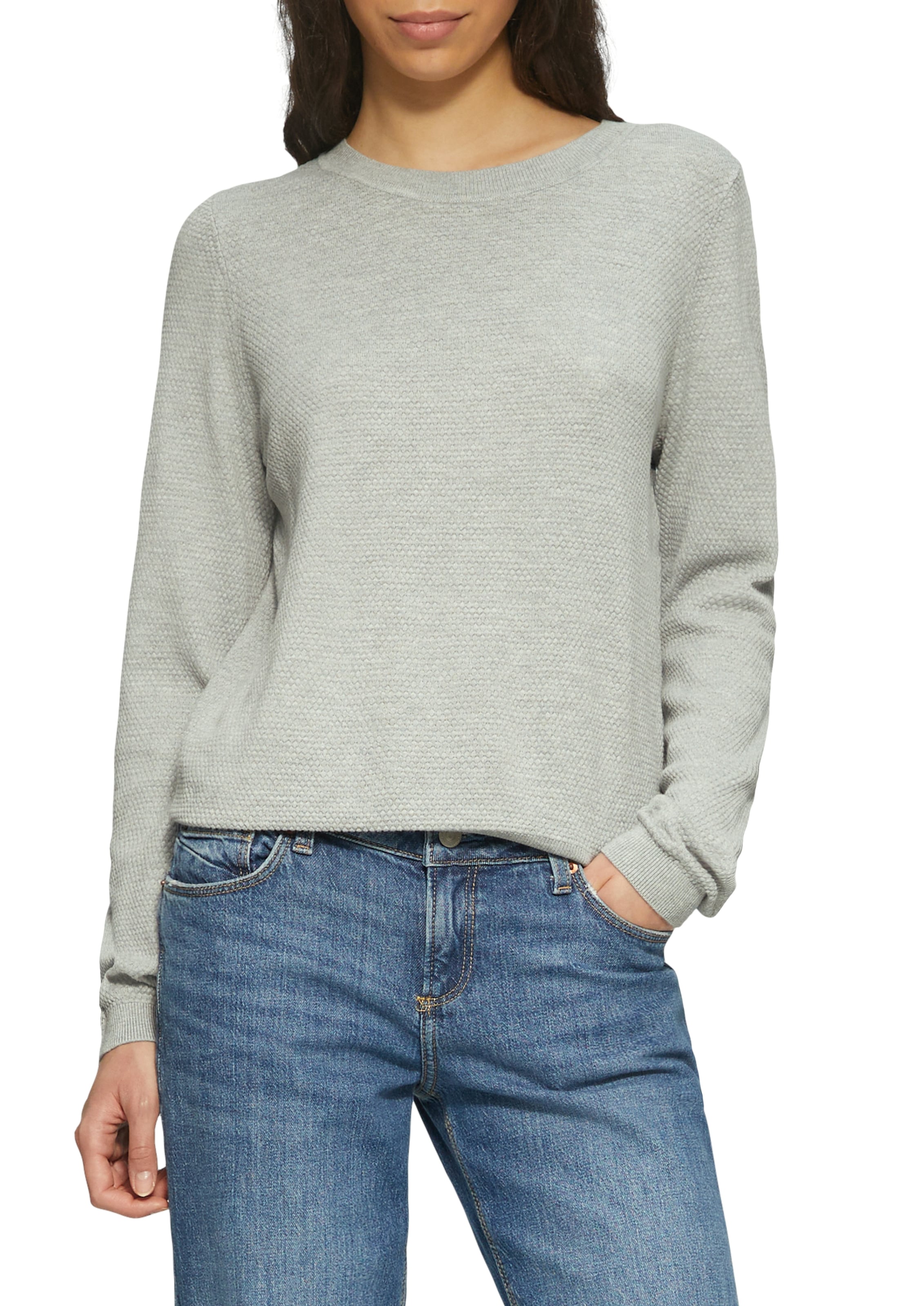 QS Rundhalspullover in Strick-Optik