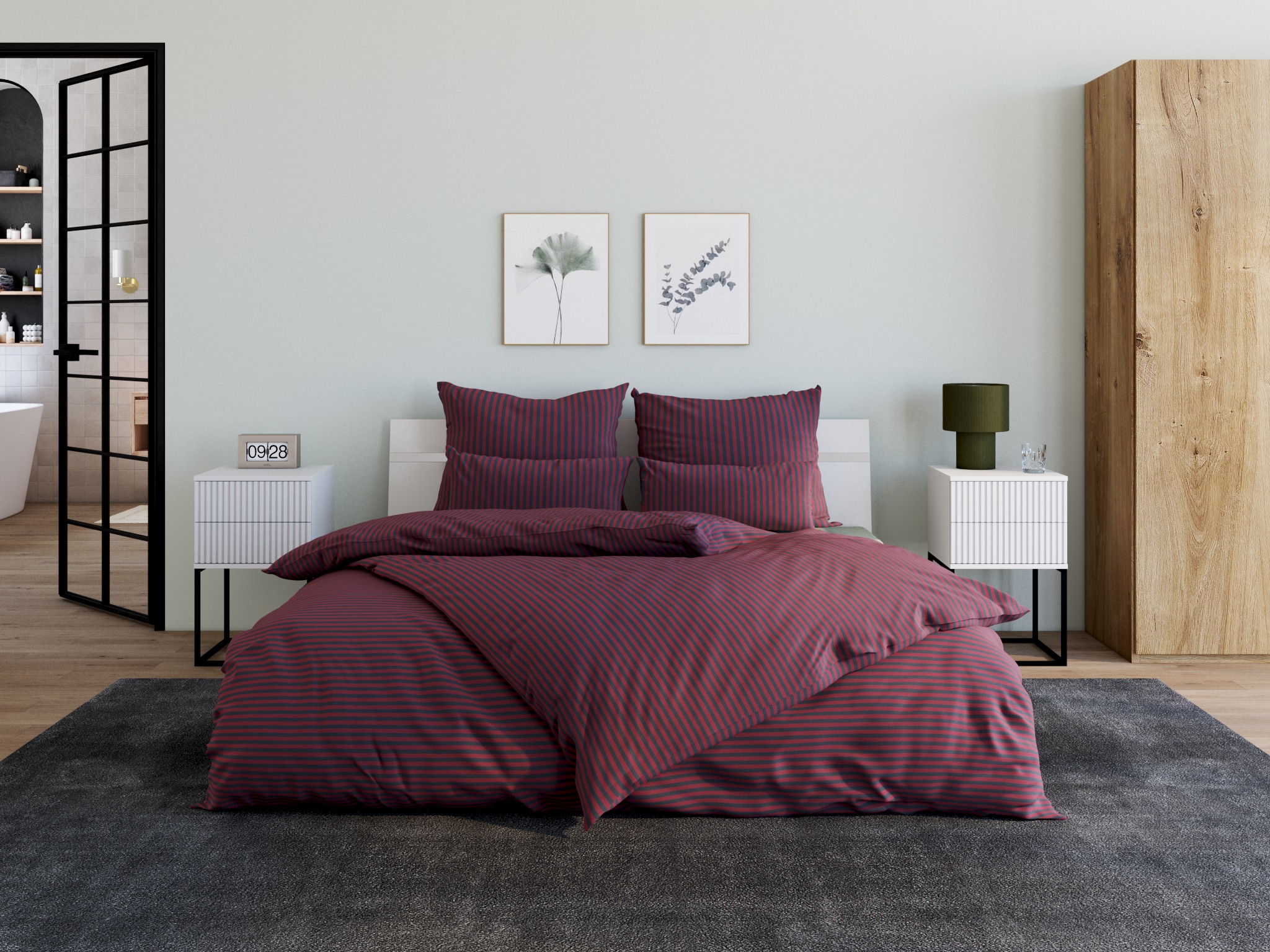 Bruno Banani Linge de lit »Jassen« 2 cuis tlg. moderne Bettwäsche aus Baumwolle, Bettwäsche mit Streifen-Design