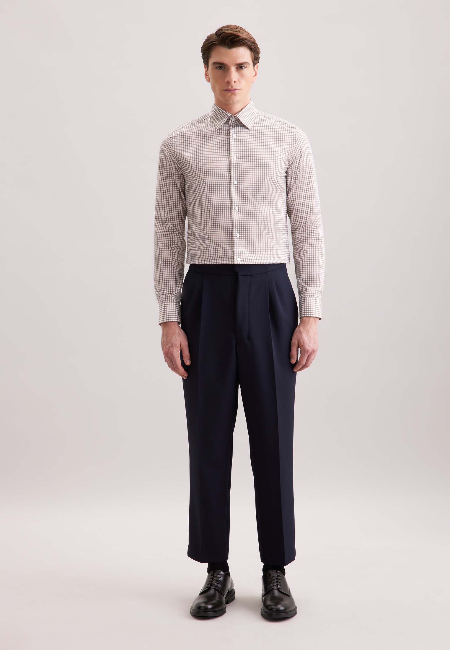 seidensticker Businesshemd »Schwarze Rose« Shaped 1/1 Covered-Button-Down-Kragen Karo