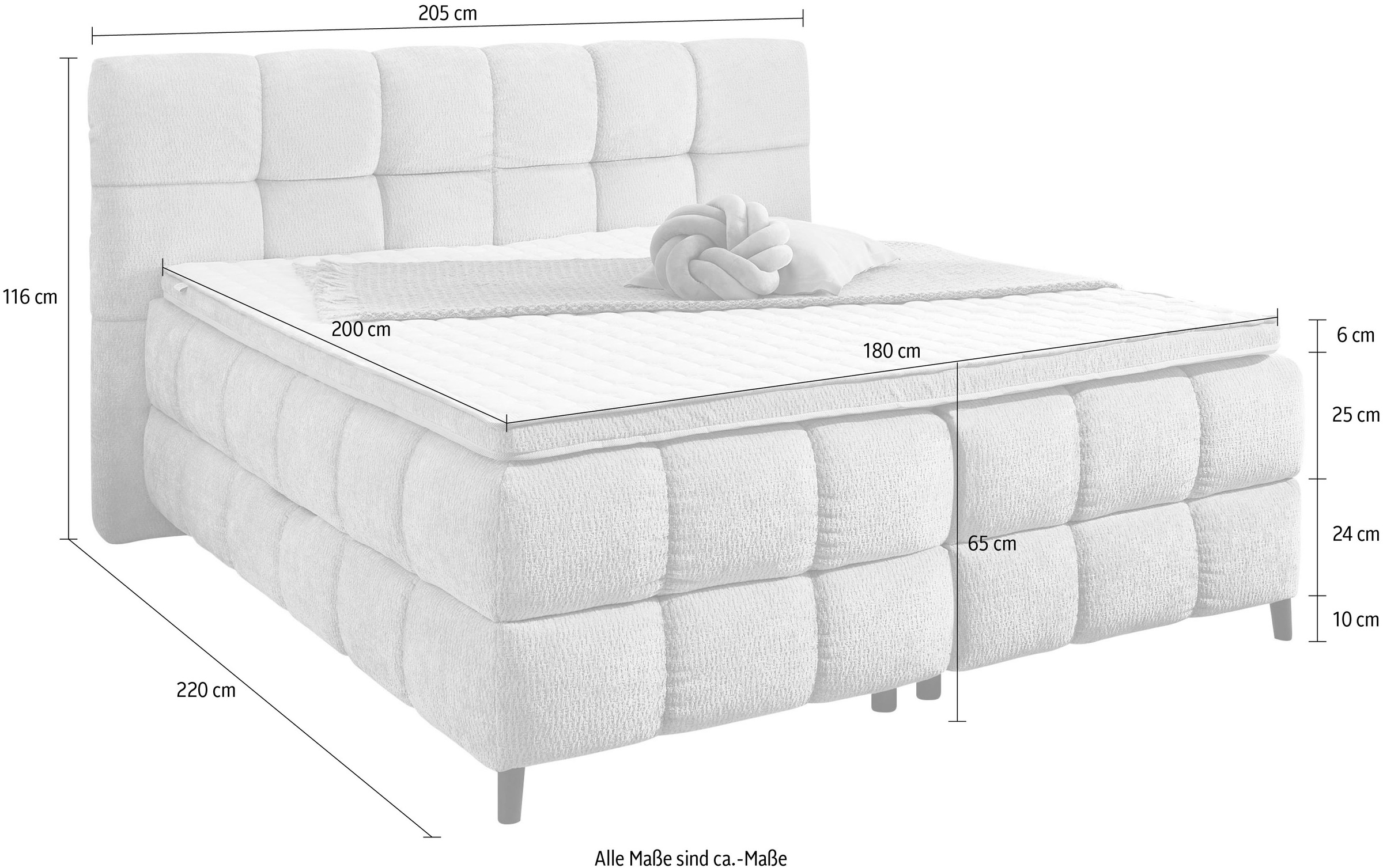 Jockenhöfer Gruppe Lit de boxe »Molly in der Breite 180cm, inkl. Bettkasten« matelas TTFK 7 zones, surmatelas en mousse froide, différentes couleurs