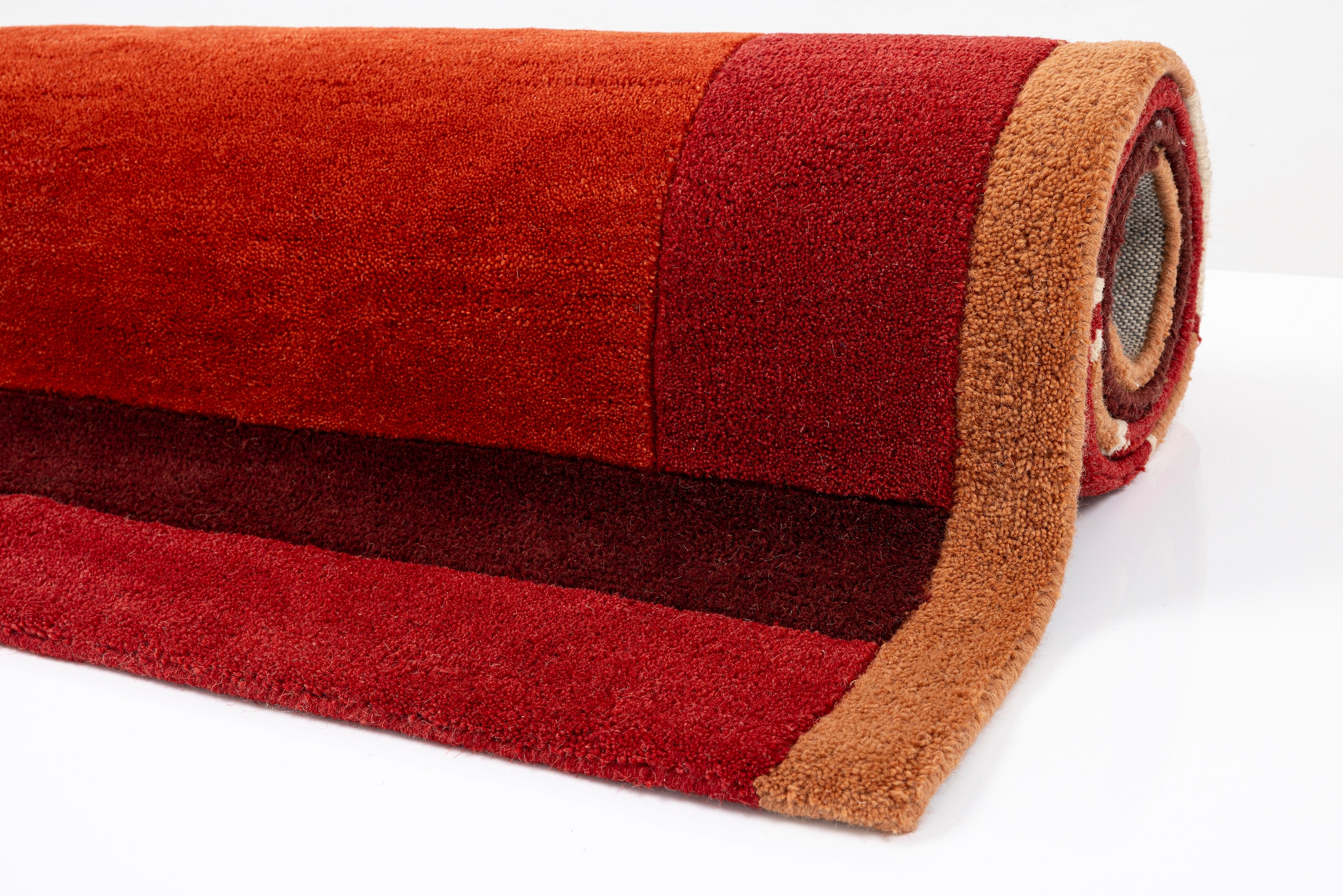 THEKO Tapis en laine »Tromso, Wolle, Handgefertigt, Bordüre mit Hoch-Tief-Effekt« Rectangulaire 15 mm Höhe Wohnzimmer, Schlafzimmer, Esszimmer