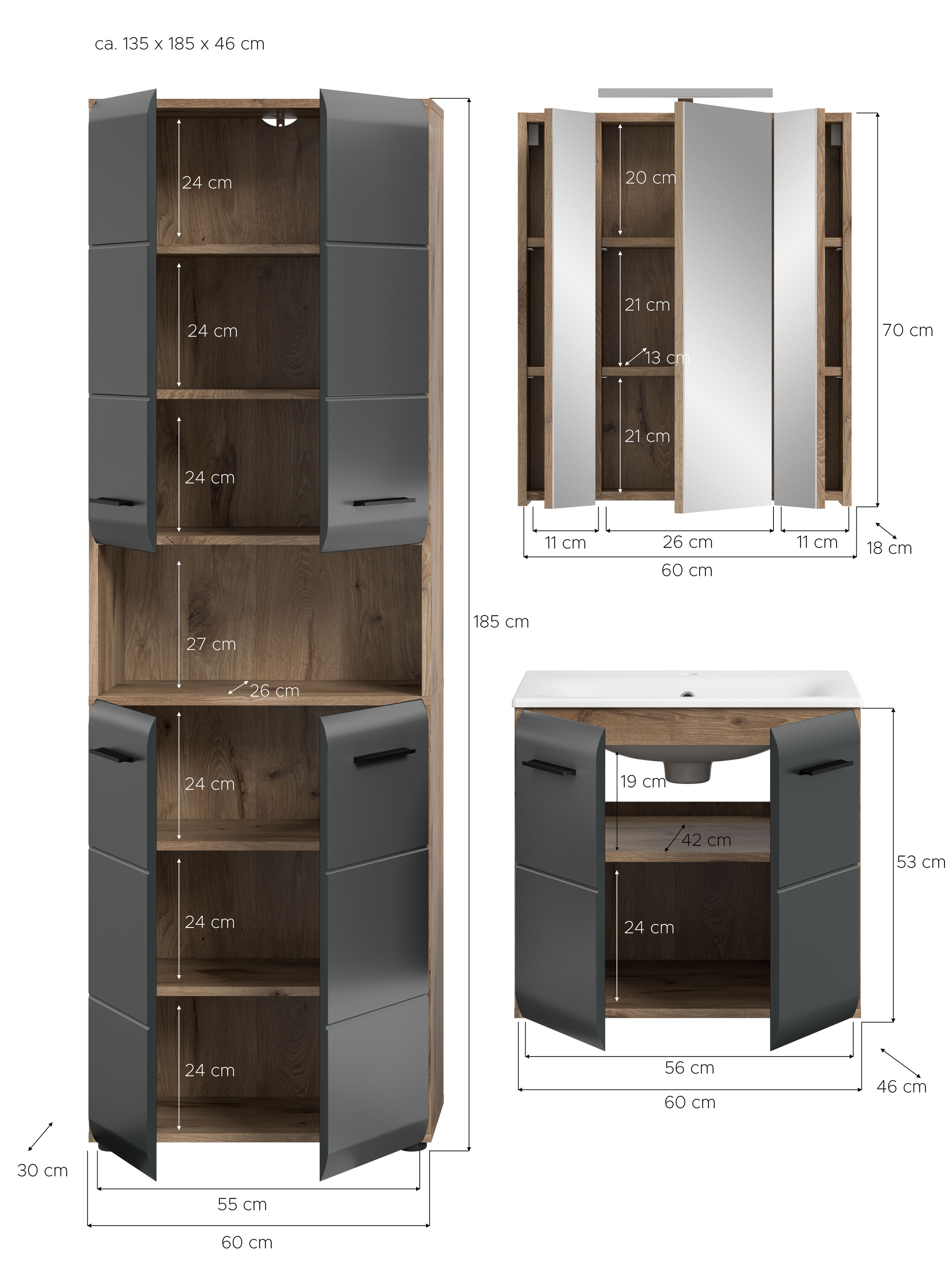 welltime Badezimmer-Set Set, 5 Stk. tlg.