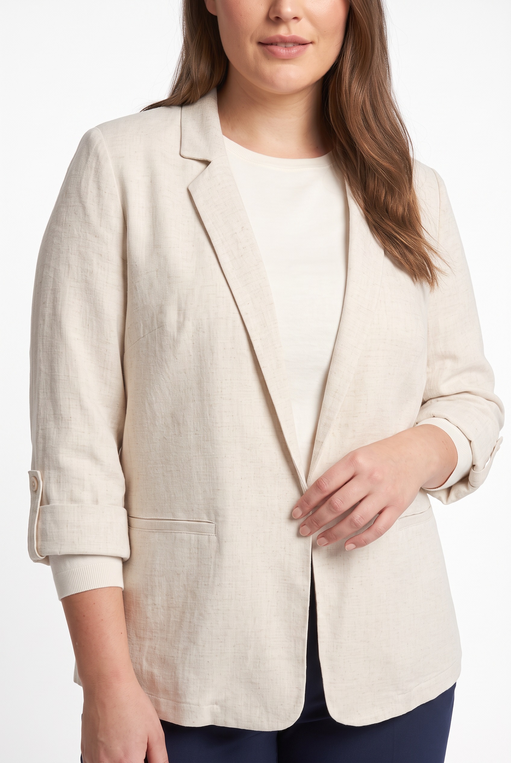 ONLY CARMAKOMA Blazer long »CARSIESTA 3/4 OPEN LIN BL BLAZE TLR NOOS«
