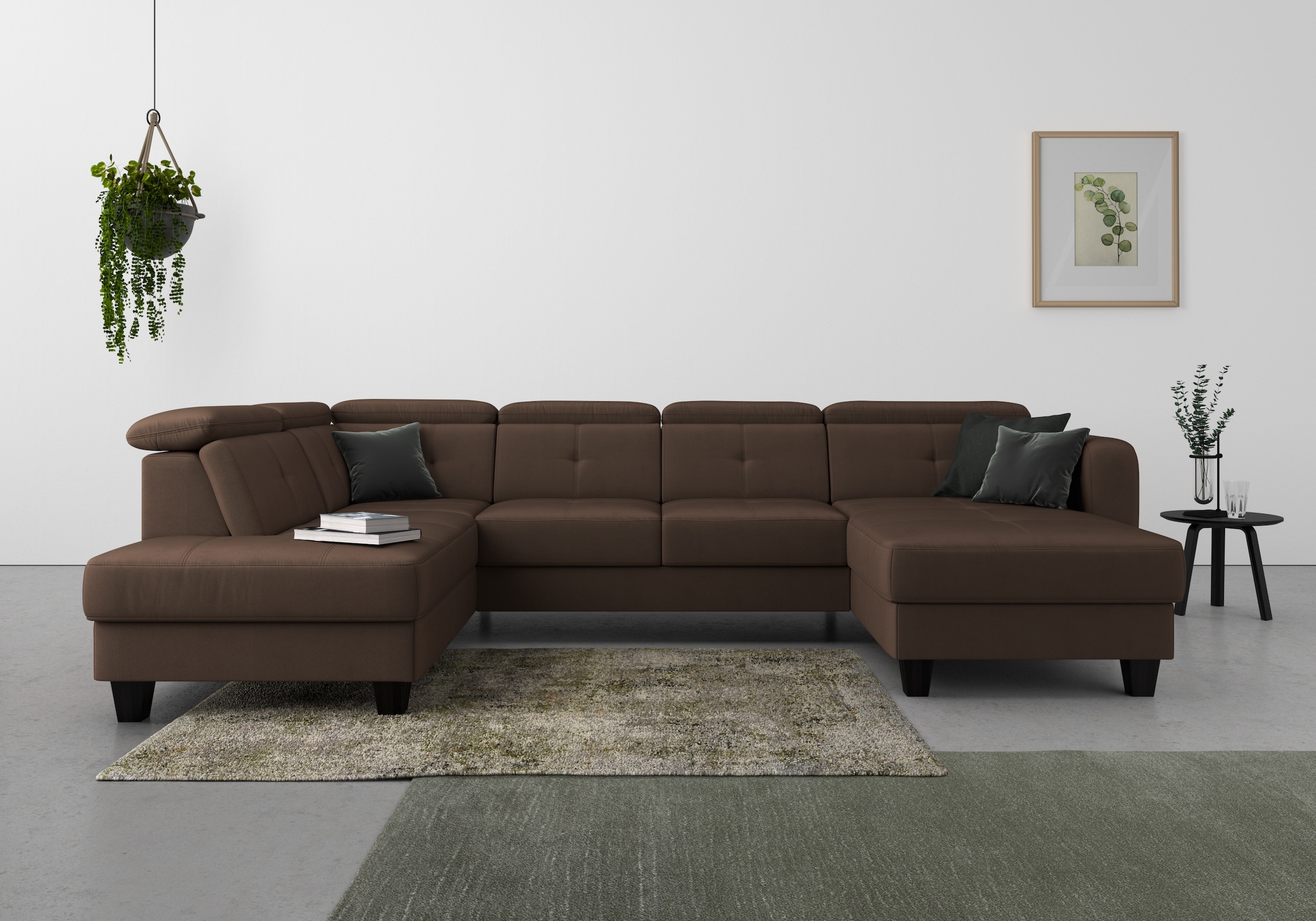sit&more Wohnlandschaft »Belluci U-Form« Kopfteilverstellung und Federkern, wahlweise mit Bettfunktion