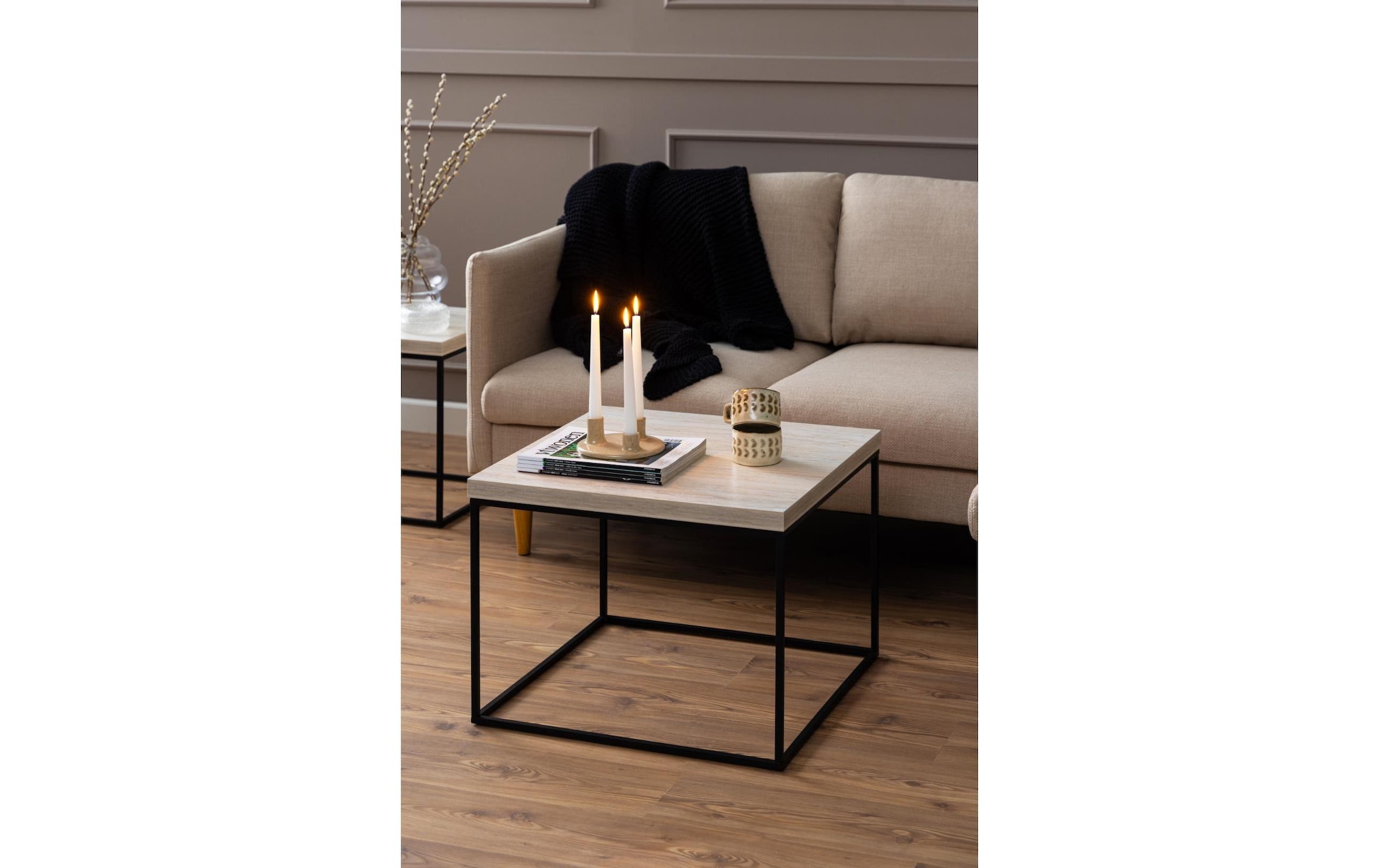 AC Design Couchtisch »Barossa, Wohnzimmer-Tisch, quadratisch, in Steinoptik, Modern« Stabile schwarze Stahlbeine, in mehreren Varianten, Breite: 60 cm