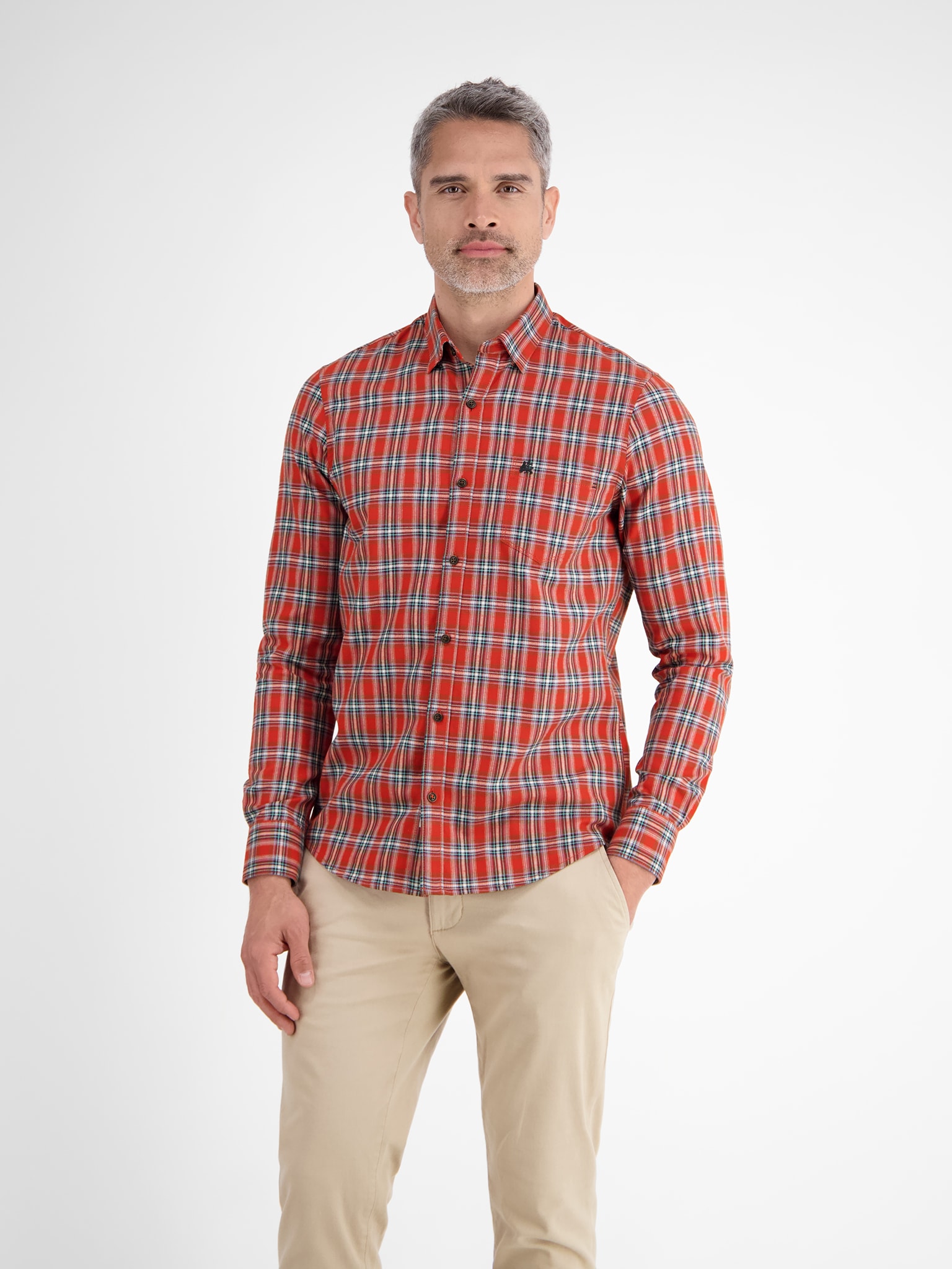 LERROS Chemise à carreaux manches longues, col boutonné